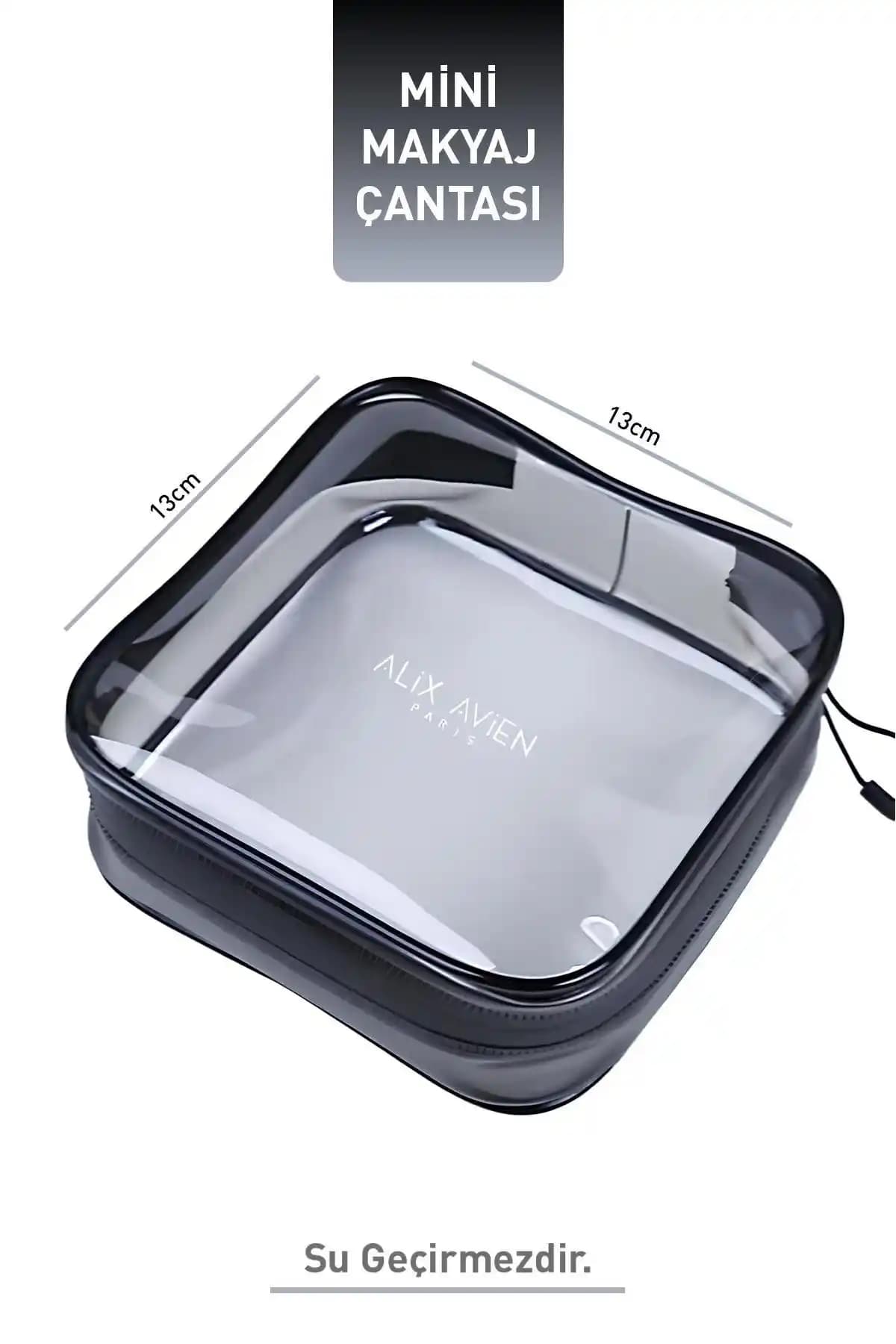 Alix Avien Gri Mini Makyaj Çantası ve Woys Bags Şeffaf Seyahat Seti Karşılaştırması