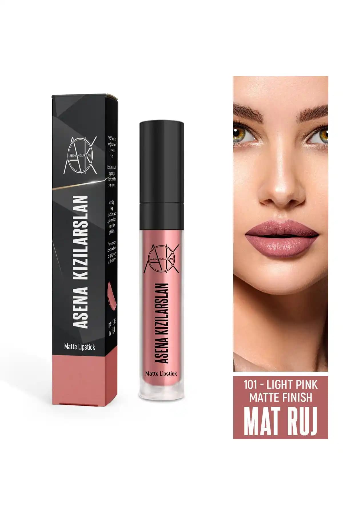 Asena Kızılarslan Mat Ruj Light Pink 101: Uzun Süre Dayanan Doğal Dudak Makyajı