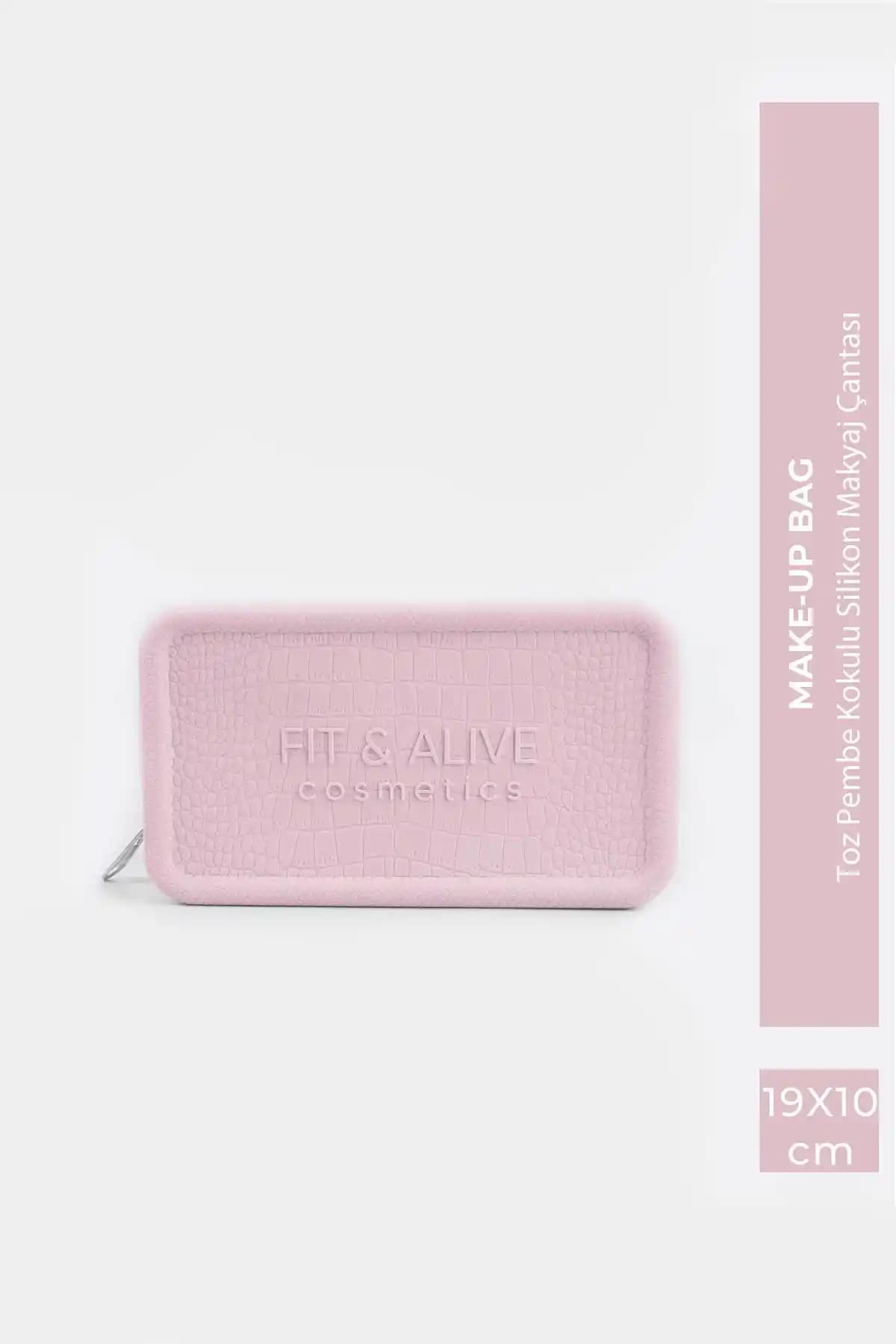 Fitalive Kokulu Silikon Makyaj Çantası Toz Pembe Estetik ve Fonksiyonel Tasarım