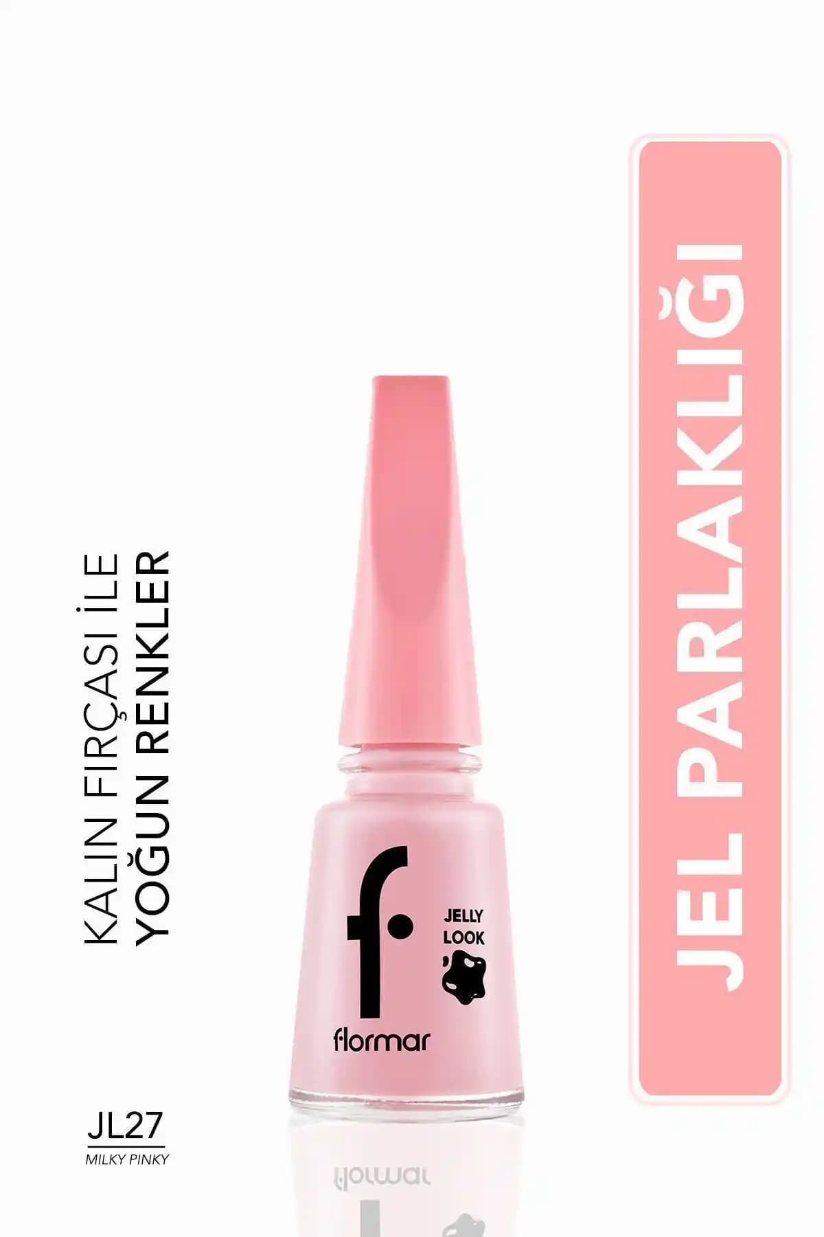 Flormar Jel Görünümlü Parlak Oje Pembe Renkli Uzun Süre Dayanıklı ve Kolay Uygulama