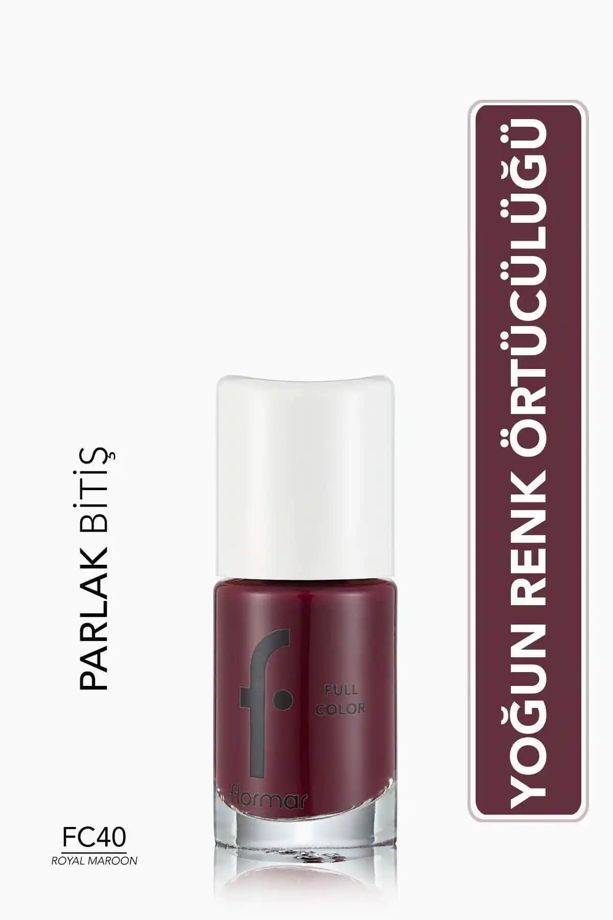 Flormar Yoğun Pigmentli Parlak Oje Serisinin FC40 Royal Maroon ve FC66 Cinnamon Renkleri Karşılaştırması