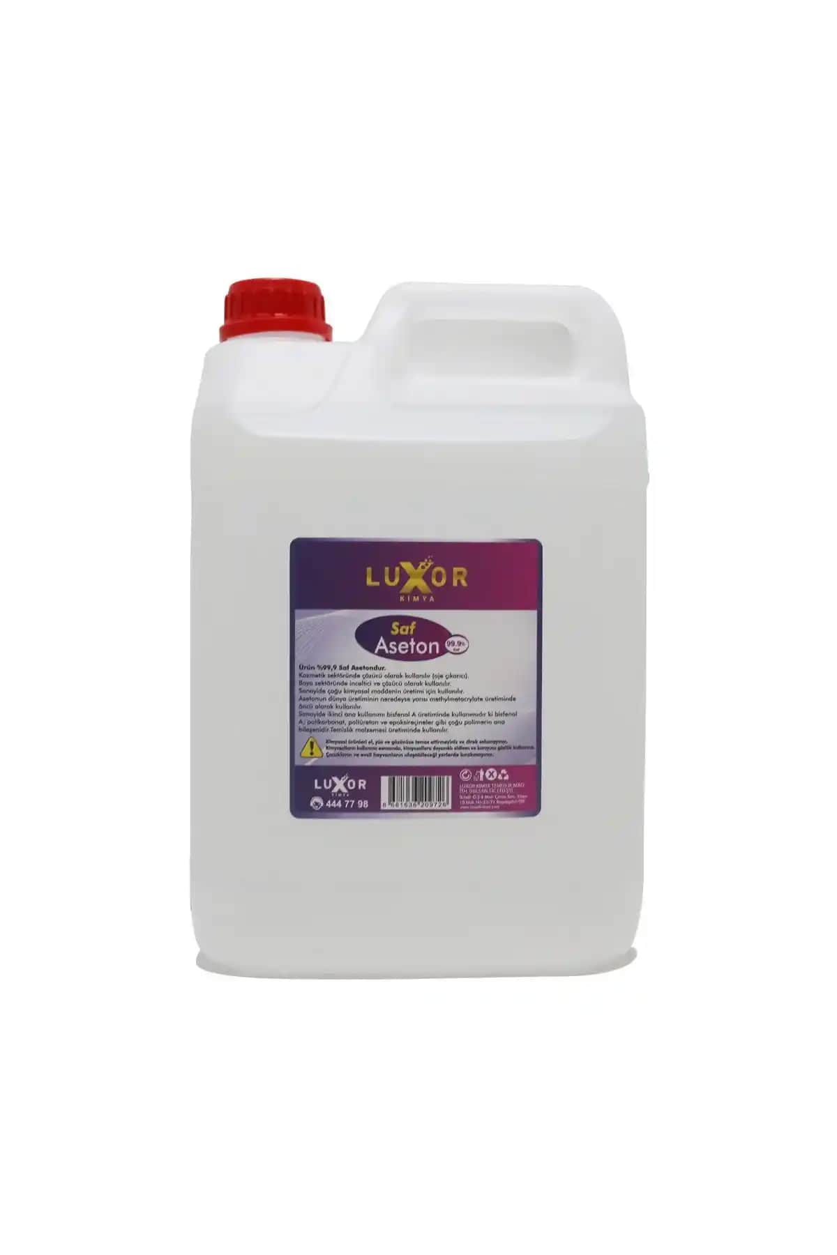 Luxor Kimya %99.9 Saf Aseton 5 Litre Güçlü ve Çok Yönlü Çözücü Endüstriyel ve Kişisel Kullanım