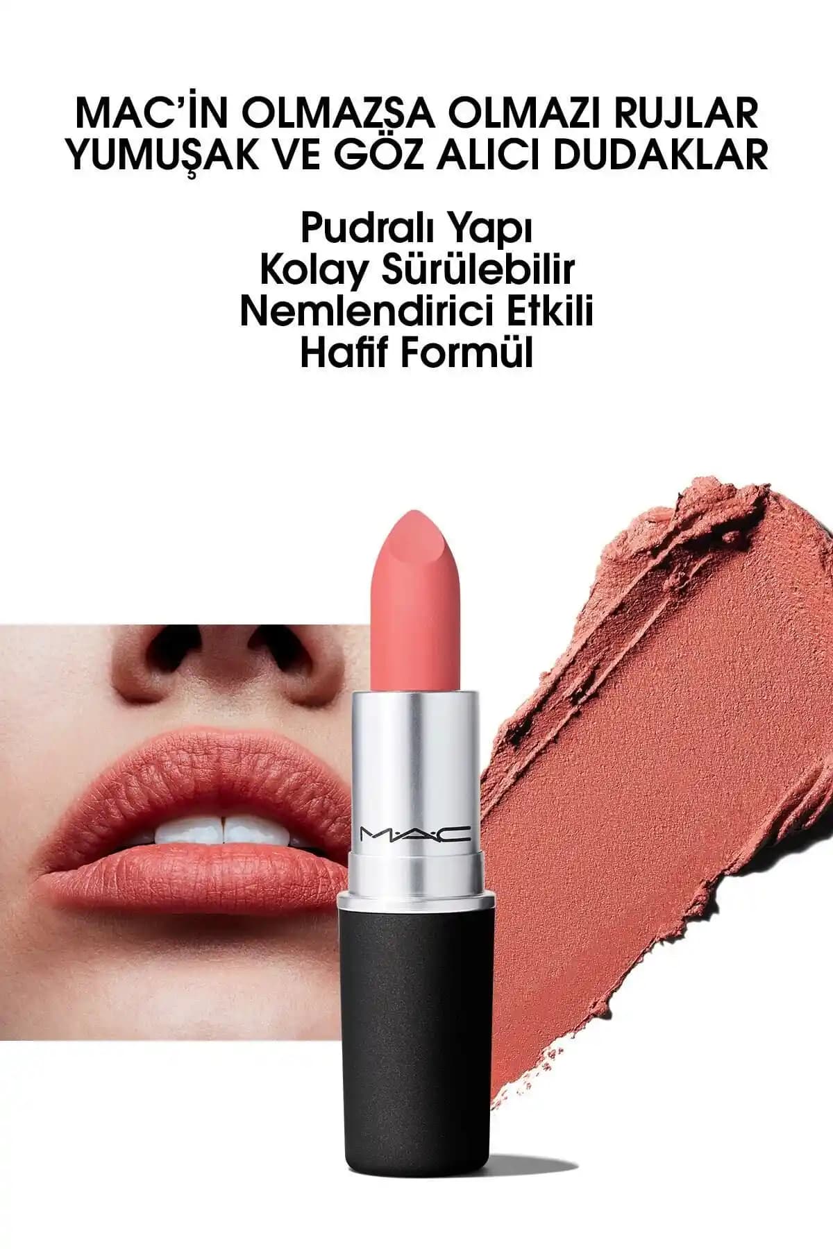 Mac Powder Kiss Ruj Mull It Over Pembe Mat Renk, Nemlendirme ve Kadifemsi Görünüm