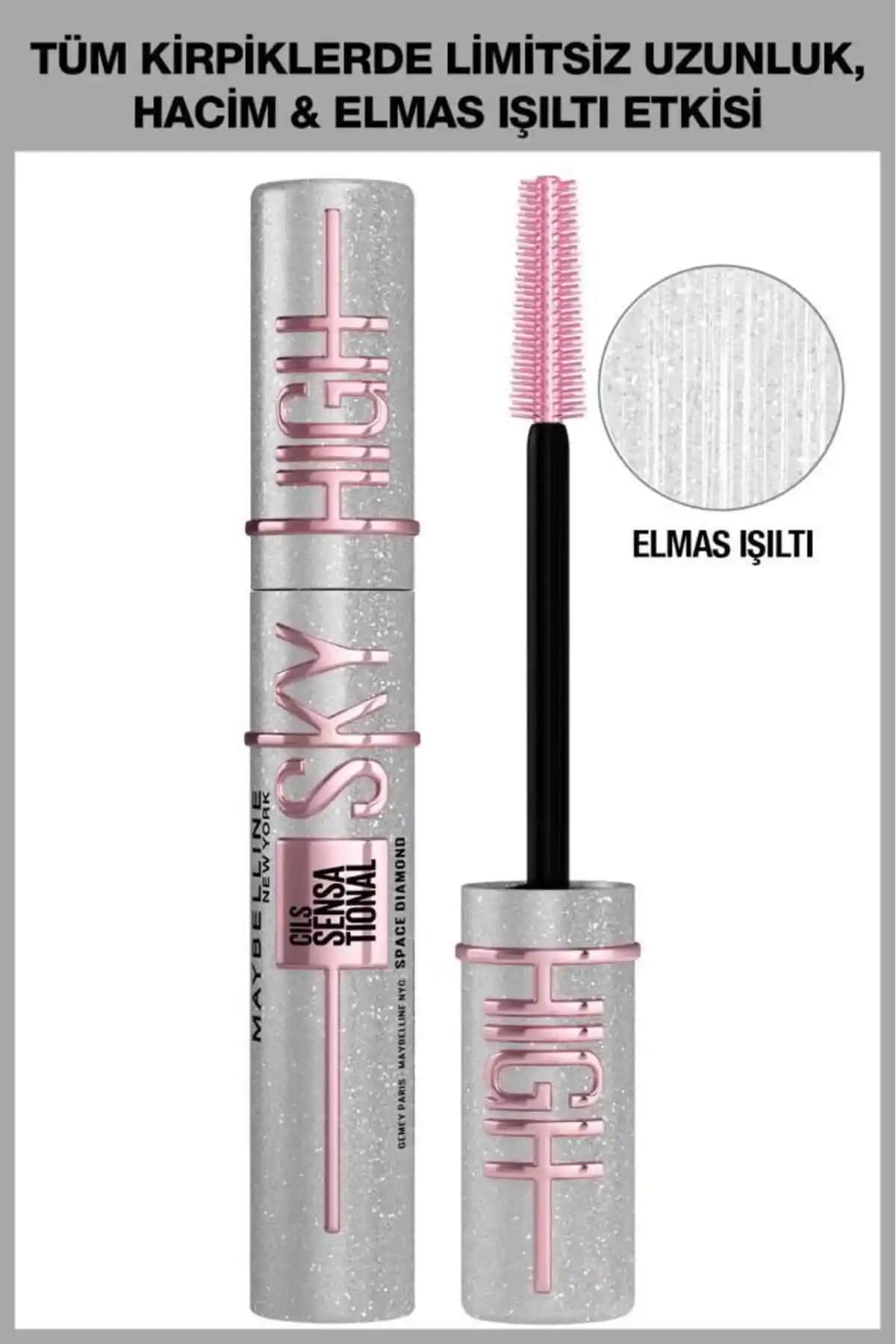 Maybelline Lash Sensational Sky High Space Diamond Top Coat: Işıltılı ve Uzun Kirpikler İçin Son Kat Maskara