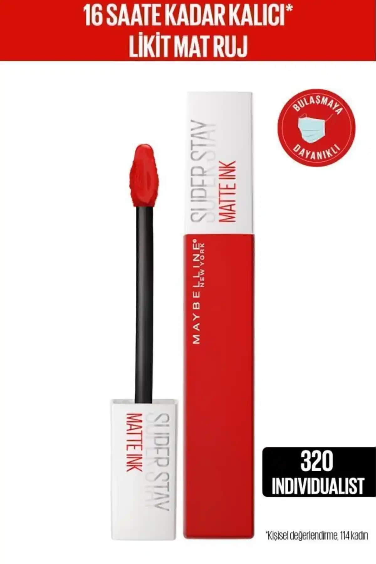 Maybelline Super Stay Matte Ink Likit Ruj 320 Individualist: Uzun Süreli Kalıcılık ve Canlı Kırmızı Renk