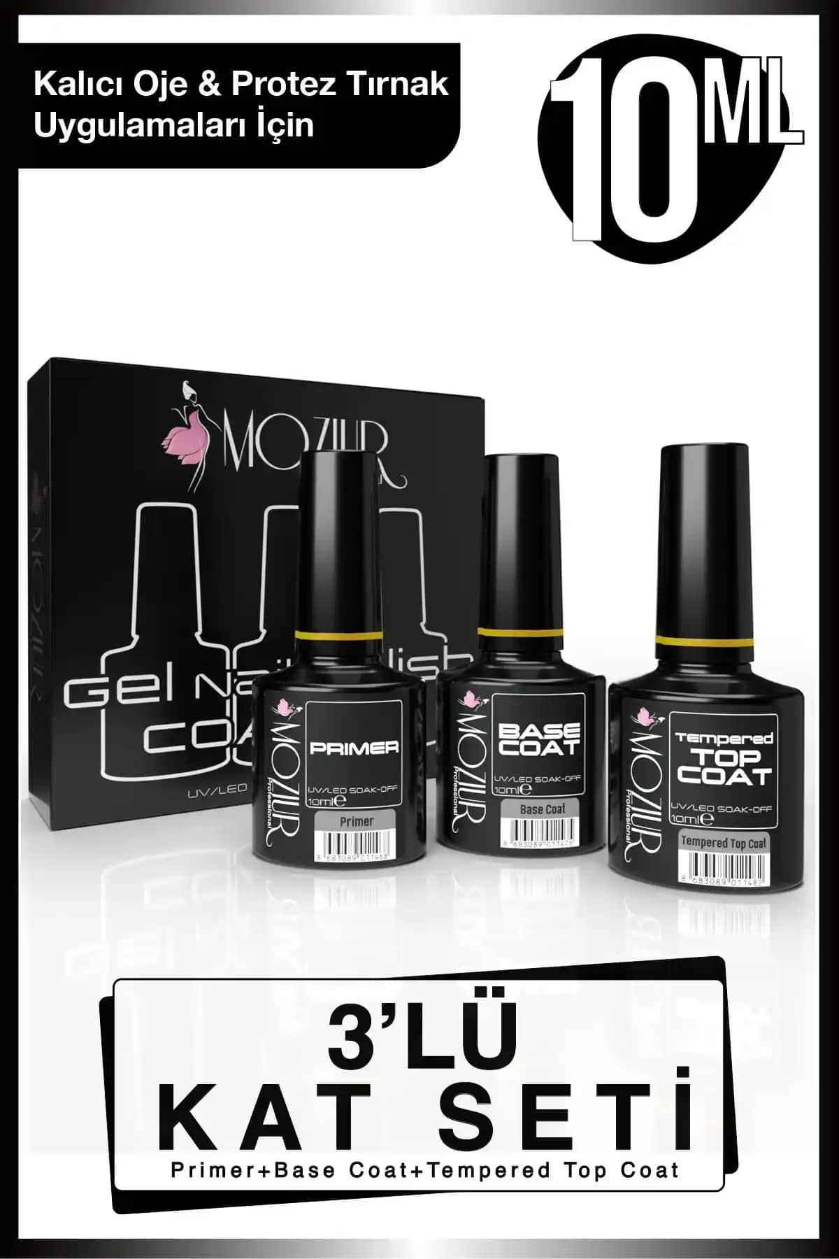 MOZIUR Primer, Base ve Top Coat Seti ile Profesyonel ve Sağlıklı Tırnak Bakımı