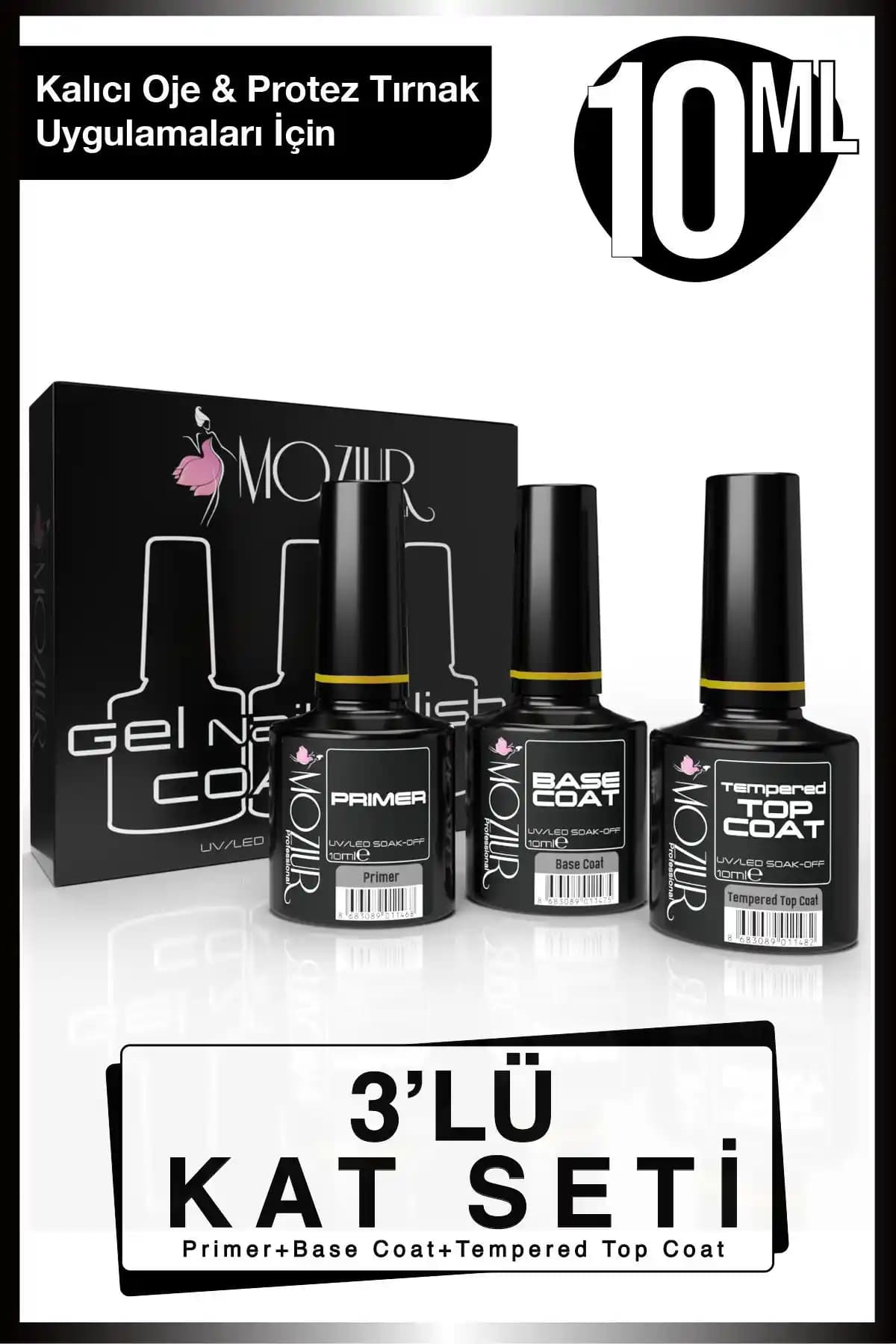 MOZIUR Primer, Base ve Top Coat Seti ile Profesyonel ve Sağlıklı Tırnak Bakımı