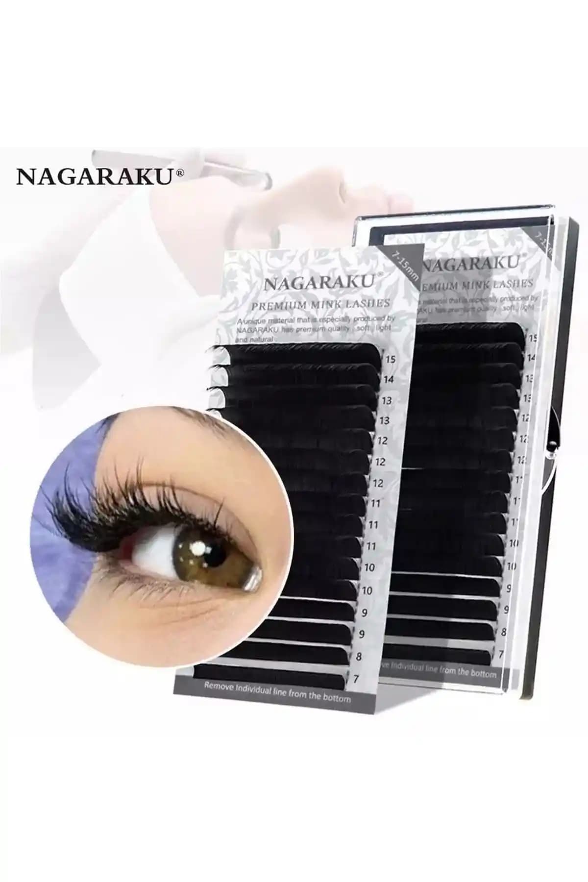 Nagaraku 0.10 Kalınlık D Kıvrım Mix İpek Kirpik Doğal ve Uzun Süreli Kullanım İçin