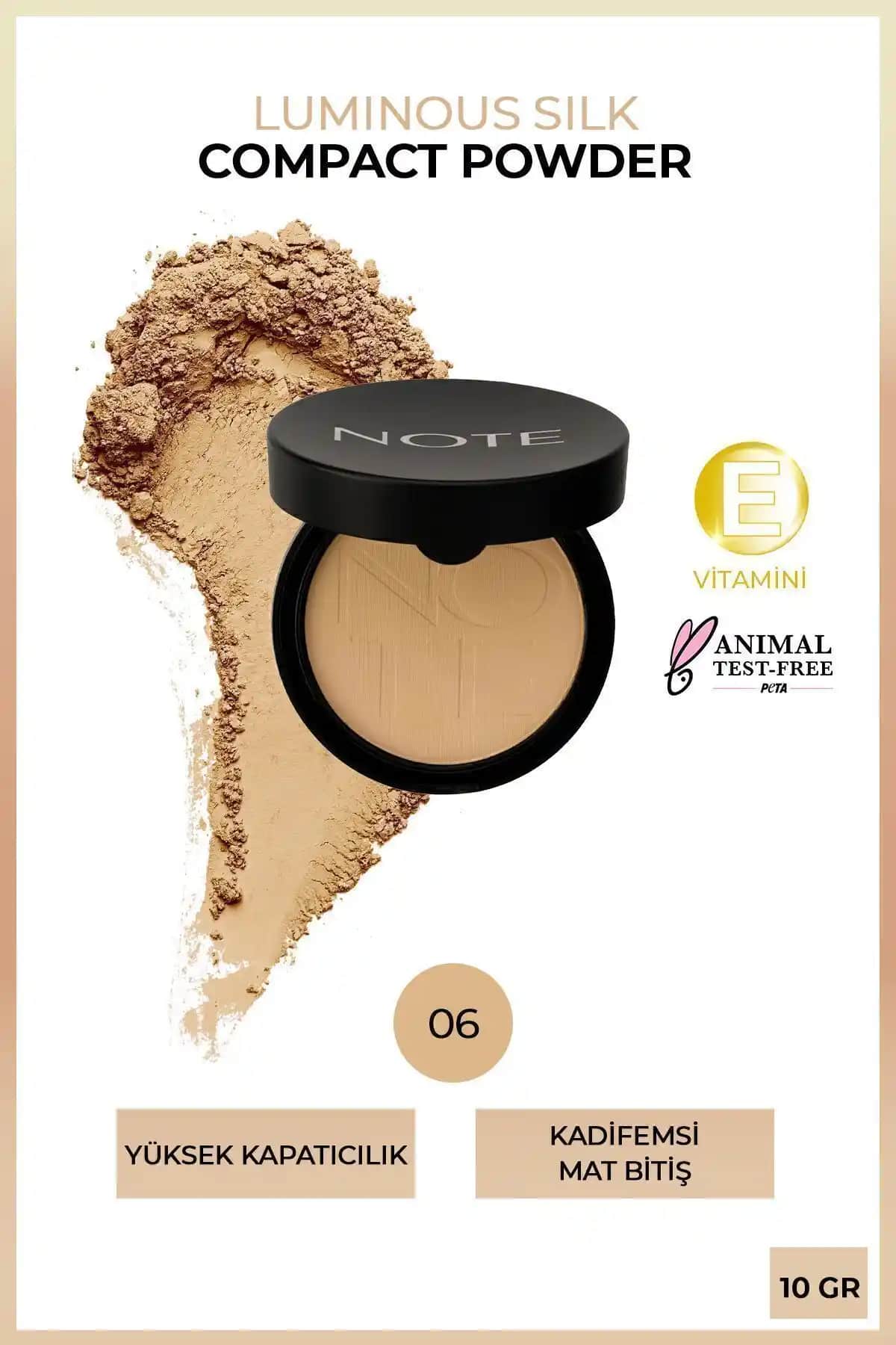 Note Cosmetics Luminous Silk Compact Powder 06 Dark Honey Mat Toz Yüz Pudrası