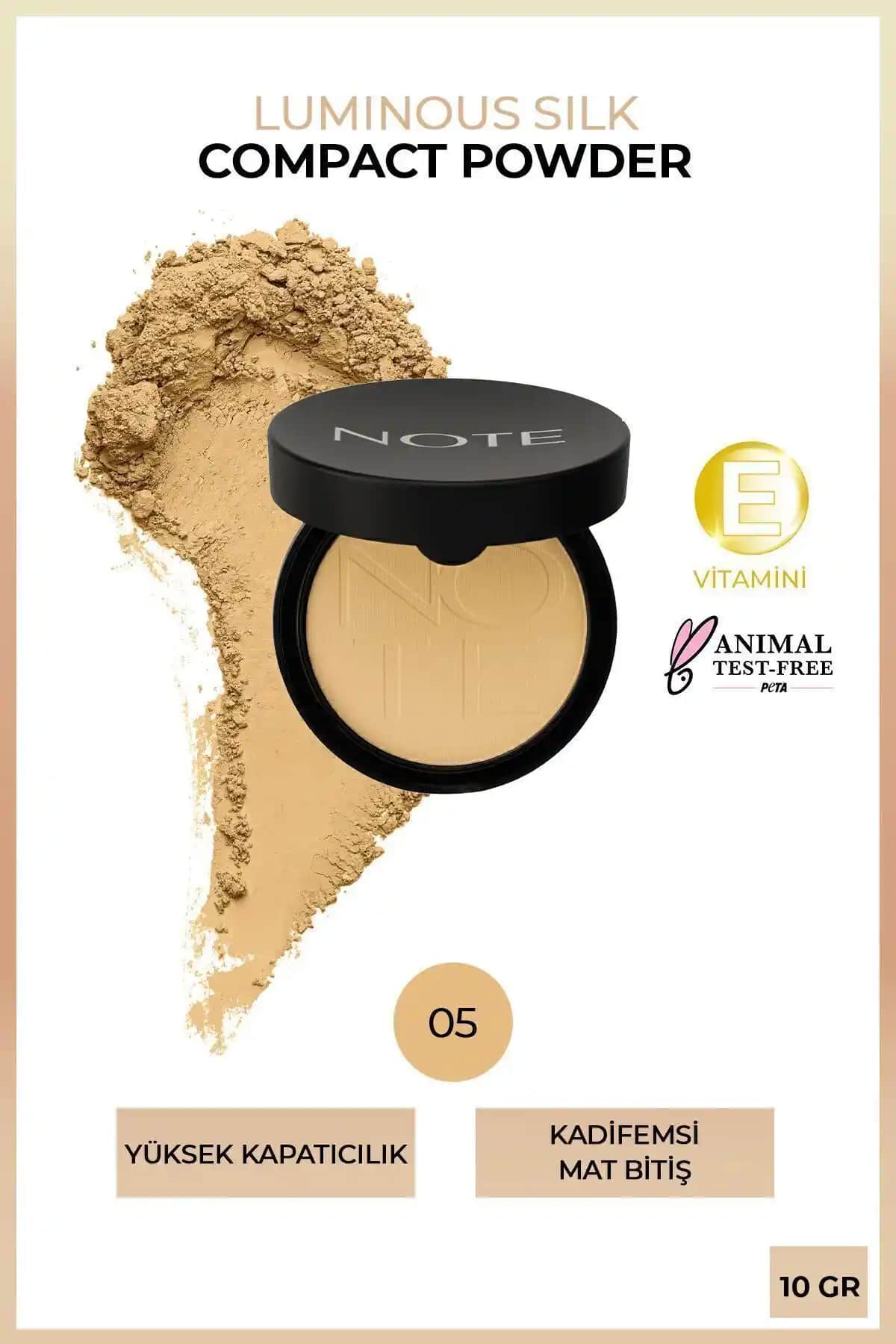 Note Cosmetics Luminous Silk Compact Powder Mat Bitişli Yüksek Kapatıcılık Sağlayan Toz Pudra