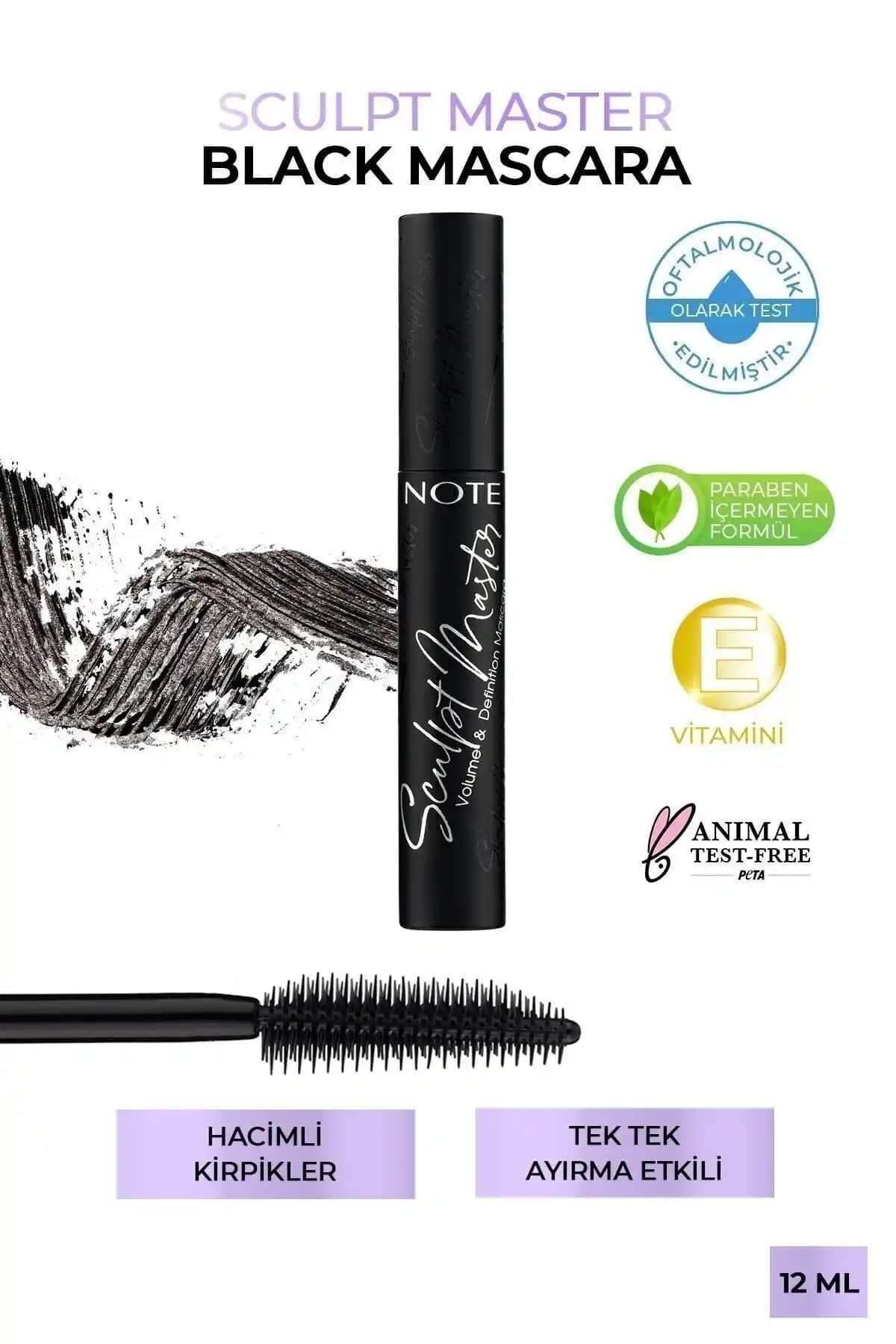 Note Cosmetics Sculpt Master Extra Black Maskara ile doğal ve hacimli kirpikler elde edin