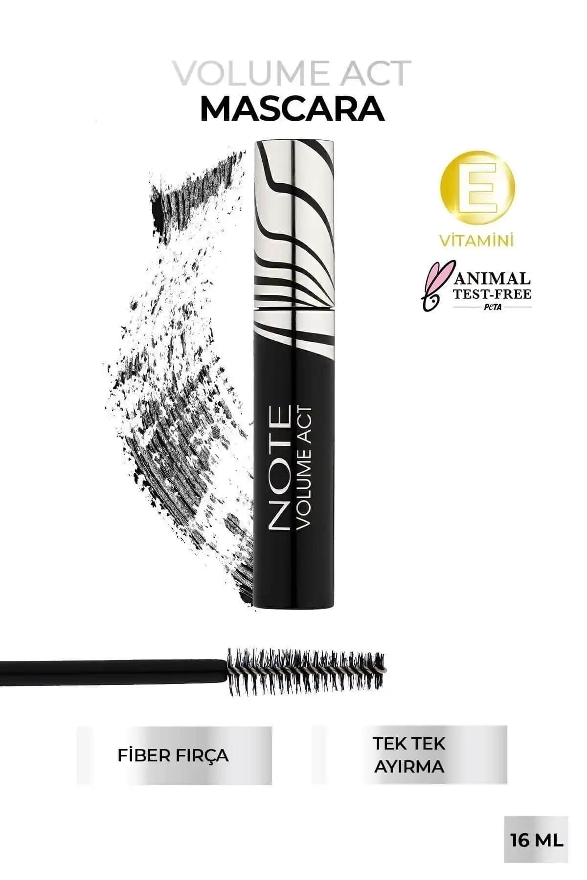 Note Cosmetics Volume Act Maskara ile Hacimli ve Tek Tek Ayrılmış Kirpikler İçin Günlük Kullanım Ürünü