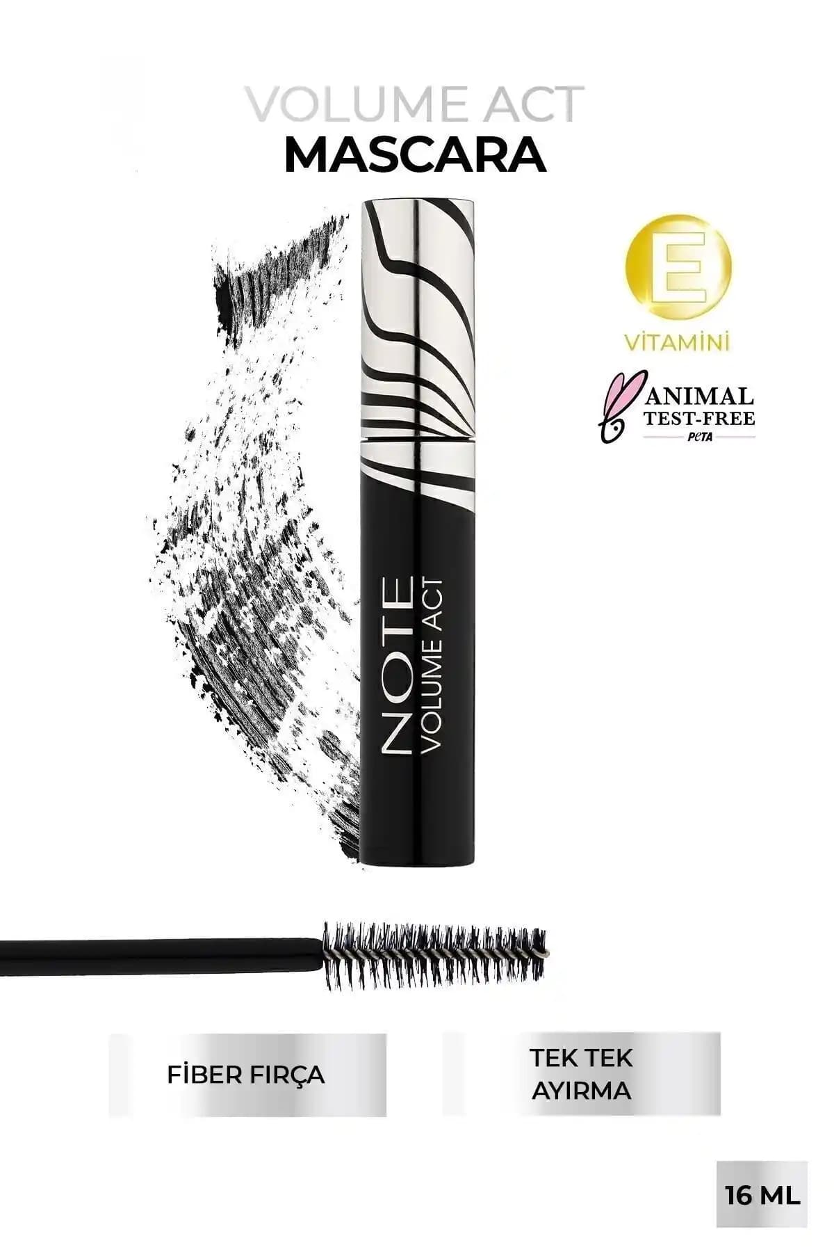 Note Cosmetics Volume Act Maskara ile Hacimli ve Tek Tek Ayrılmış Kirpikler İçin Günlük Kullanım Ürünü