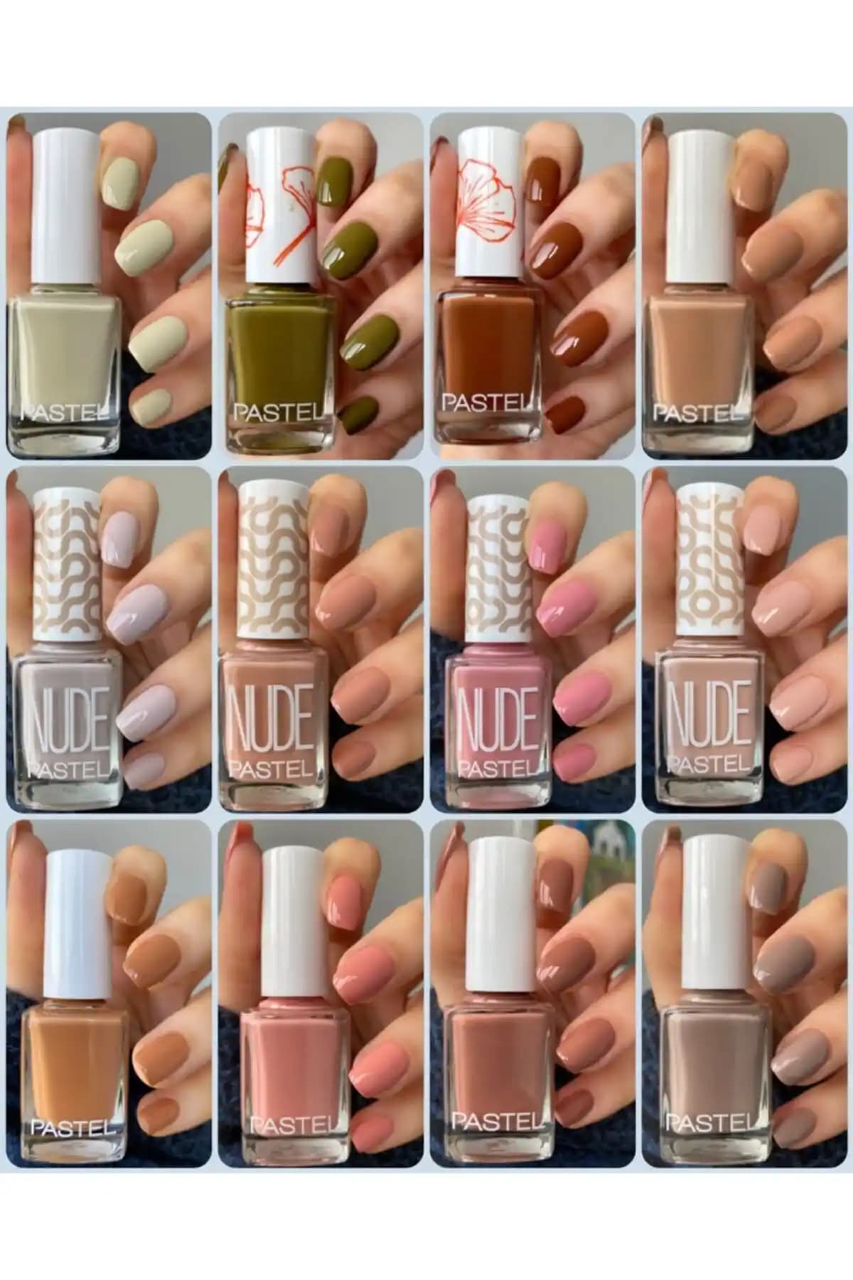 Pastel Syneecosmetic Kahve Oje Seti 12 Renkli Parlak ve Kalıcı Tasarım