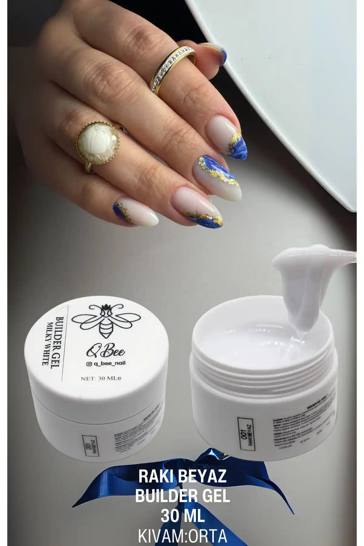 QBEE PROFESSIONAL 30ml Protez Tırnak Jeli Builder Gel Rakı Beyazı Renkli