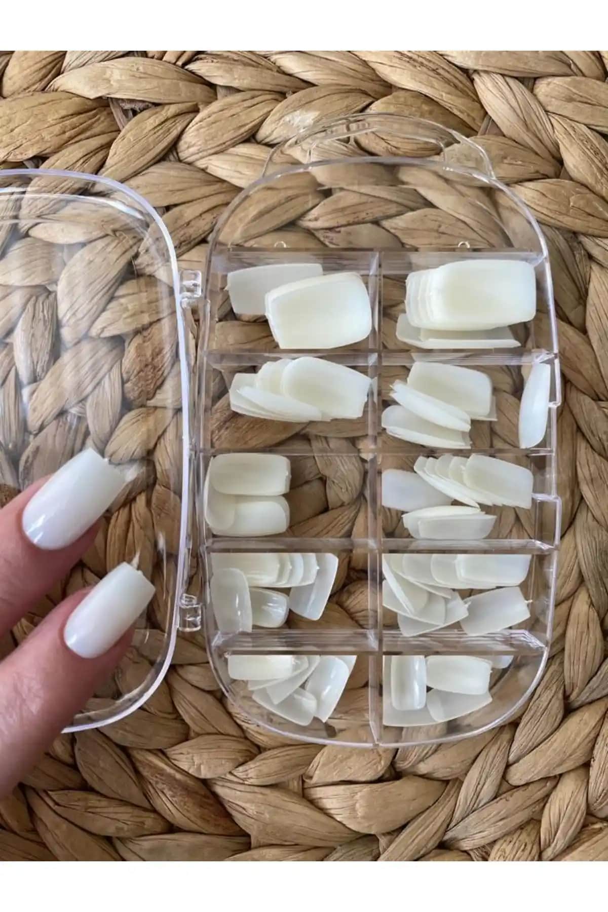 SyBelle Kozmetik Naturel Küt Takma Tırnak Seti 100 Adet Estetik ve Dayanıklı