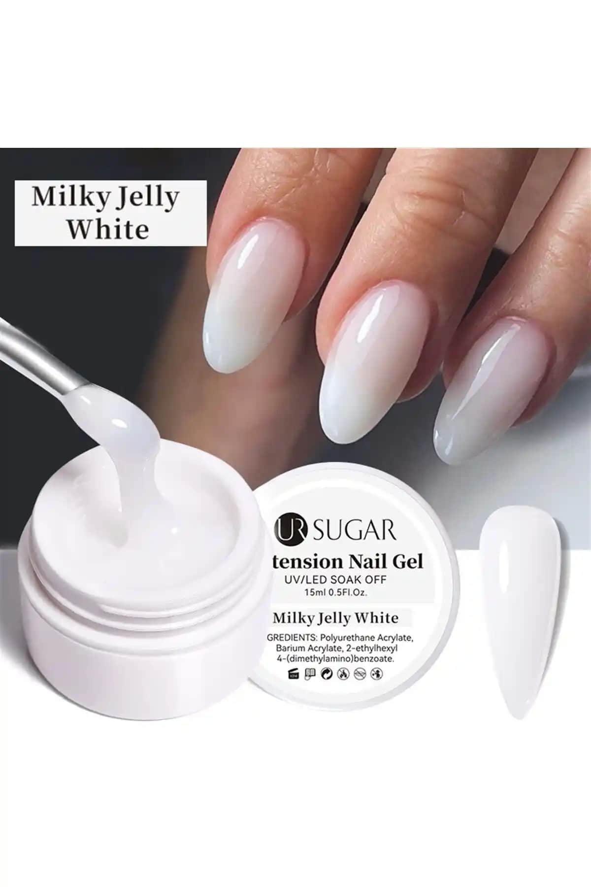 URSUGAR Builder Jel 15 ml Beyaz Tırnak Jeli Profesyonel ve Ev Kullanımı İçin Uygun