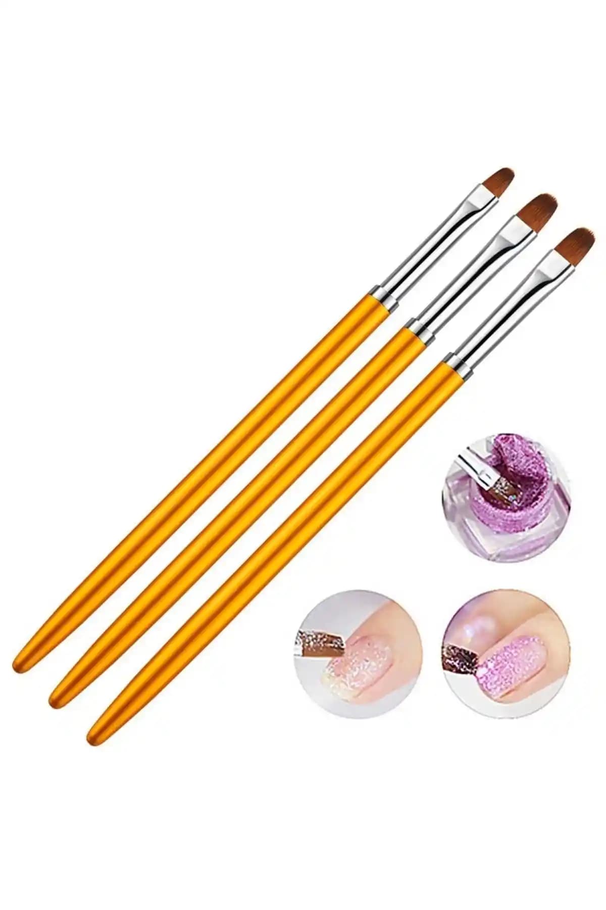 Venalisa 3'lü Protez Tırnak Jel Fırçası - Profesyonel ve Amatör Kullanım İçin Yüksek Kalite