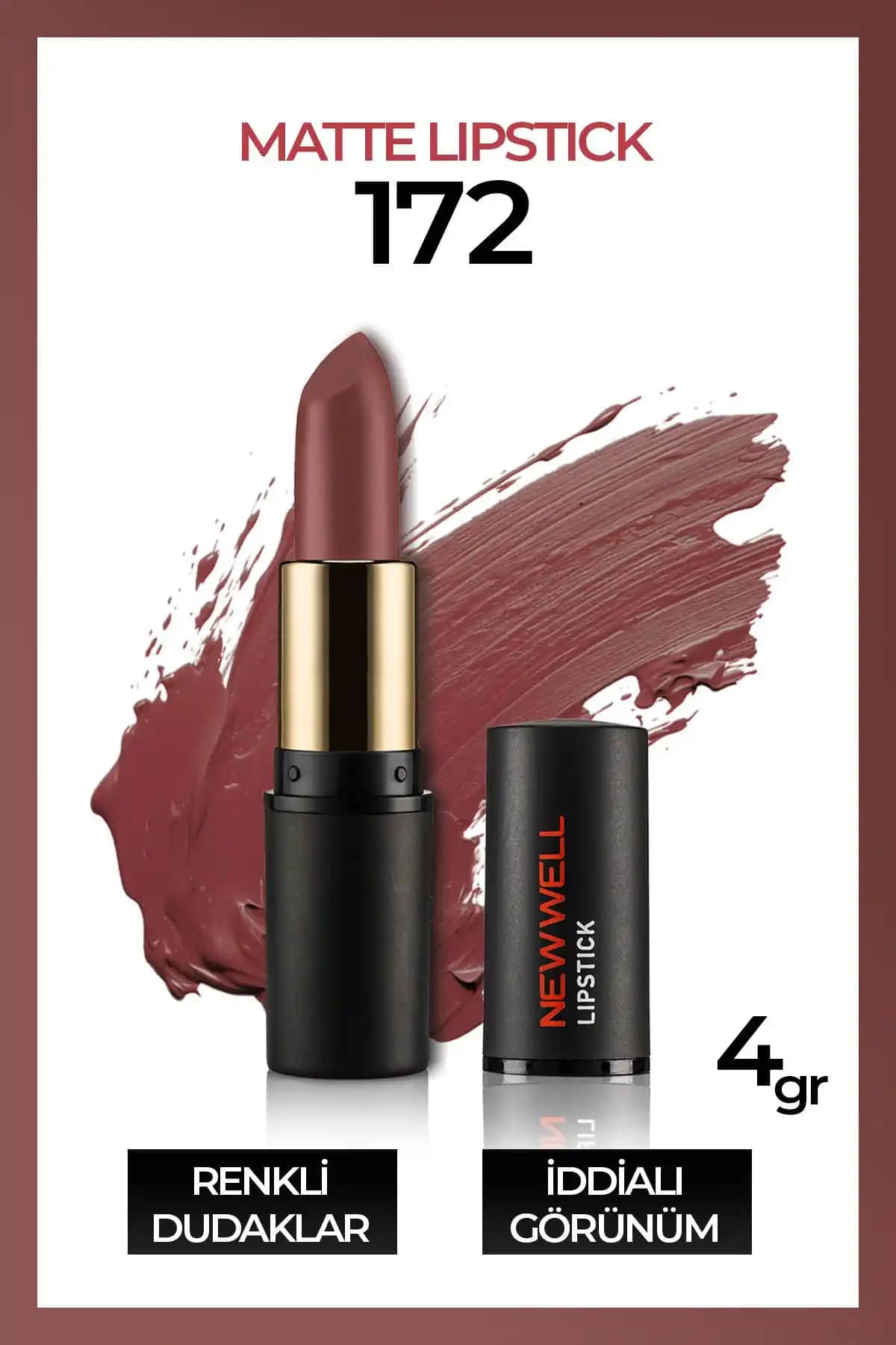 Well Ruj Lipstick 172: Mat Kahverengi Tonlarda Kalıcı ve Şık Dudak Ruju