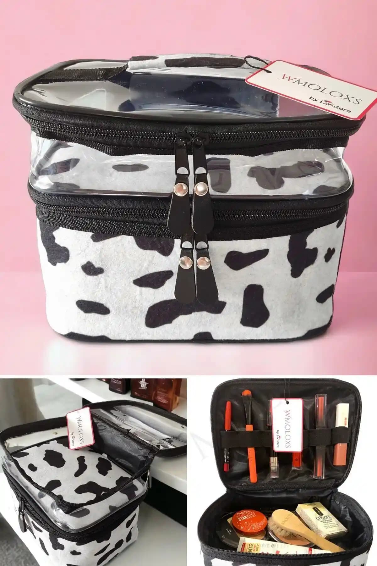 Wmoloxs Dalmaçyalı Kozmetik Makyaj Çantası Organizer Şık ve Fonksiyonel Tasarım