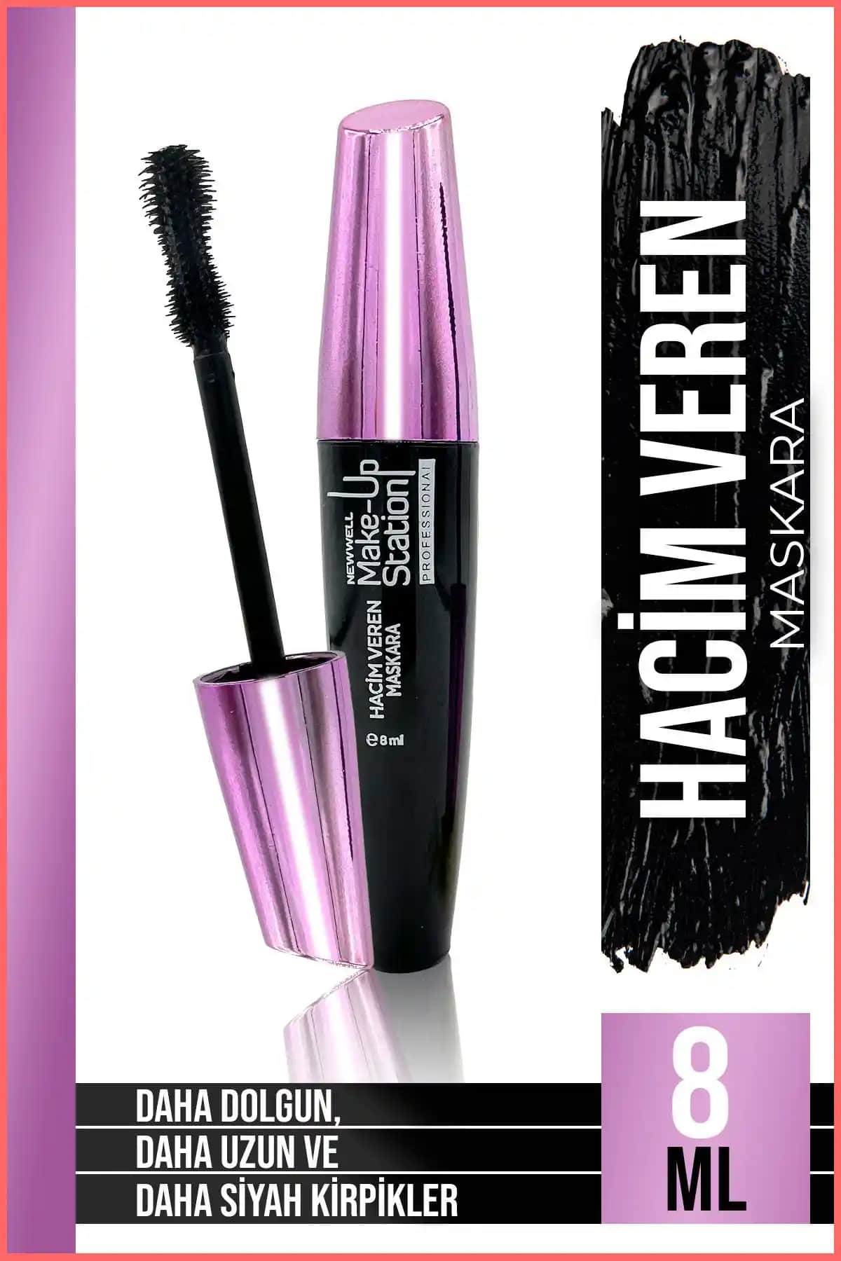 Yeni Well Make Up Station Hacim Veren Maskara 8ML: Uzun Süre Dayanıklı ve Dolgun Kirpikler İçin