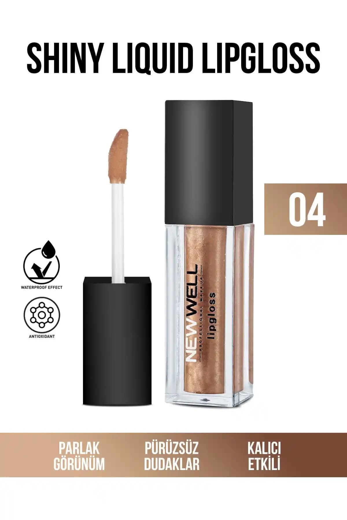 Yeni Well Shiny Liquid Lipstick - 04 Dudaklara Doğal Parlaklık ve Uzun Süre Kalıcılık