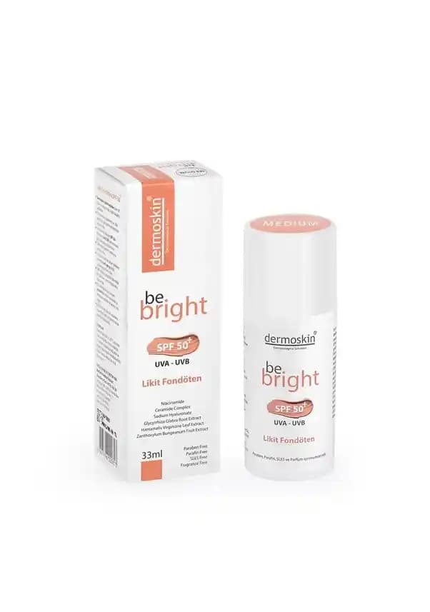 Dermoskin Be Bright Fondöten ile Güneş Koruyucu ve Doğal Makyaj Ürünü