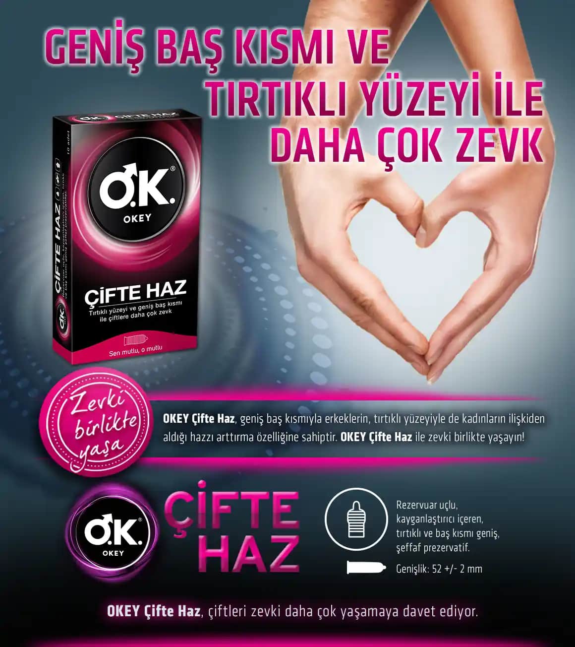 Okey Çifte Haz Şekli Prezervatifleri ile Cinsel Deneyimi Zenginleştirin