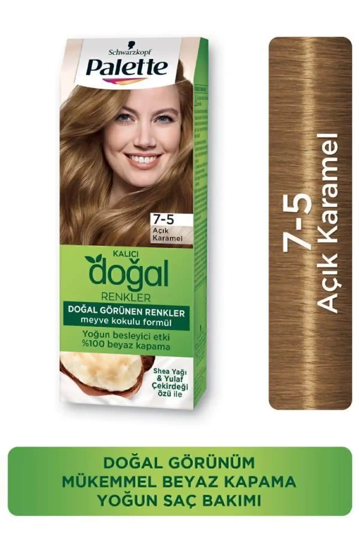 Palette Açık Karamel 7-5 Saç Boyası: Doğal Görünüm ve Uzun Süreli Parlaklık Sağlar