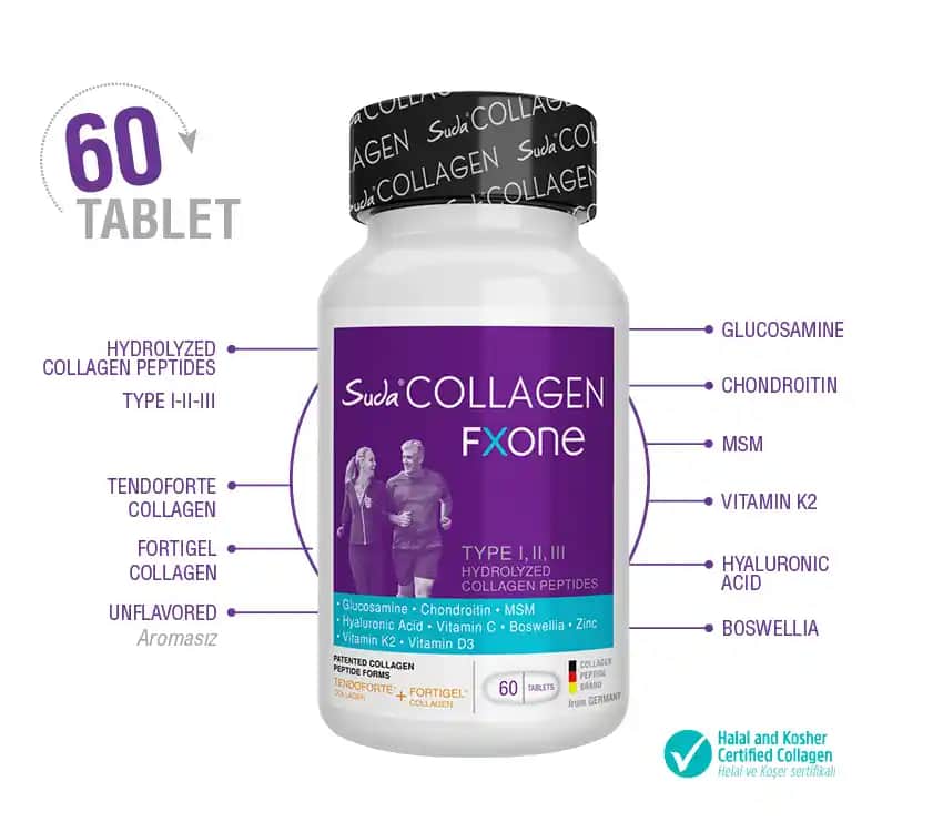 Suda Collagen Fxone 60 Tablet: Cilt ve Eklem Sağlığını Güçlendiren Kollajen Takviyesi