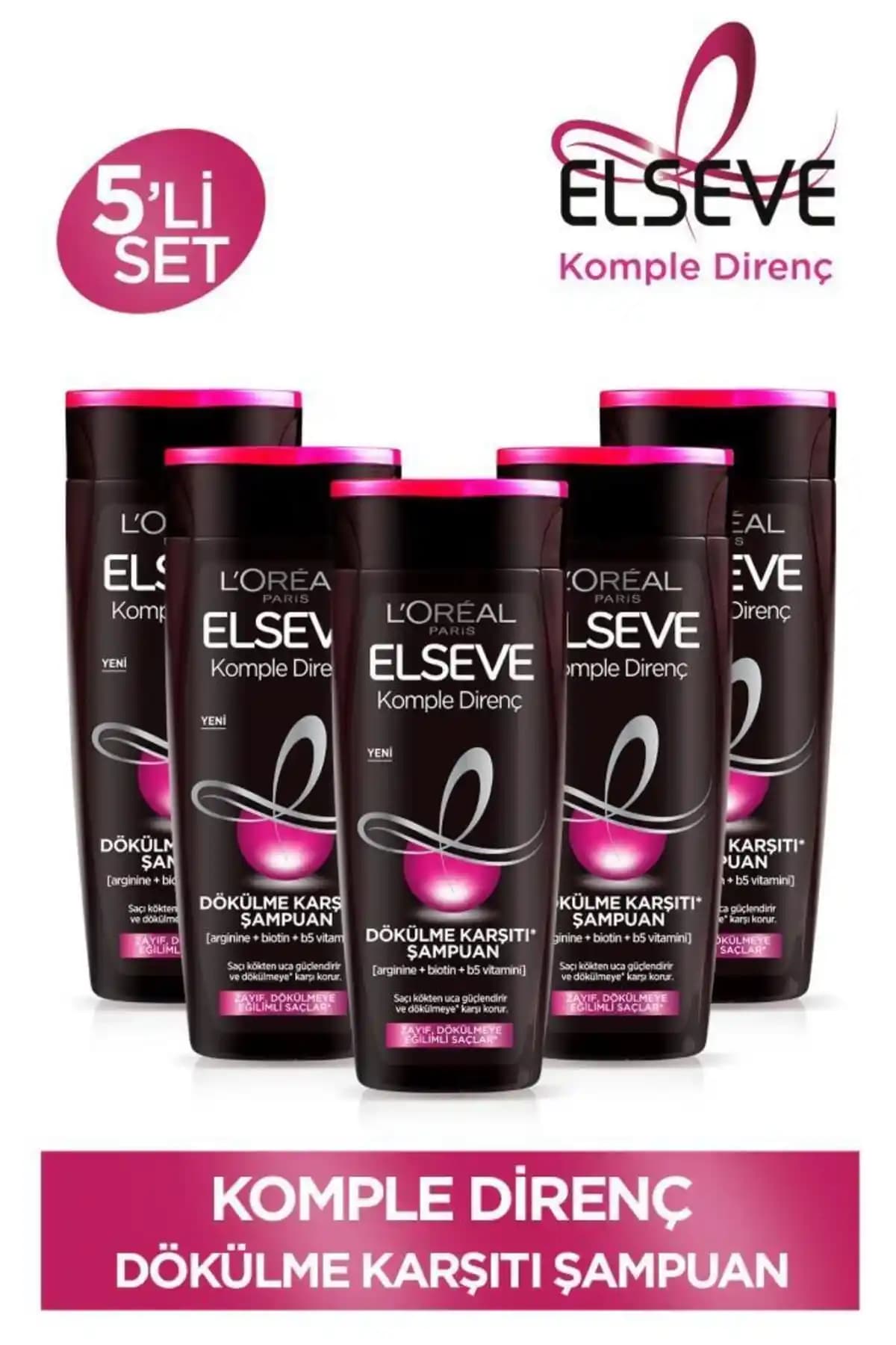 Elseve 5'li 390ml Komplike Dökülme Karşıtı Şampuan Seti ile Saç Dökülmesine Son