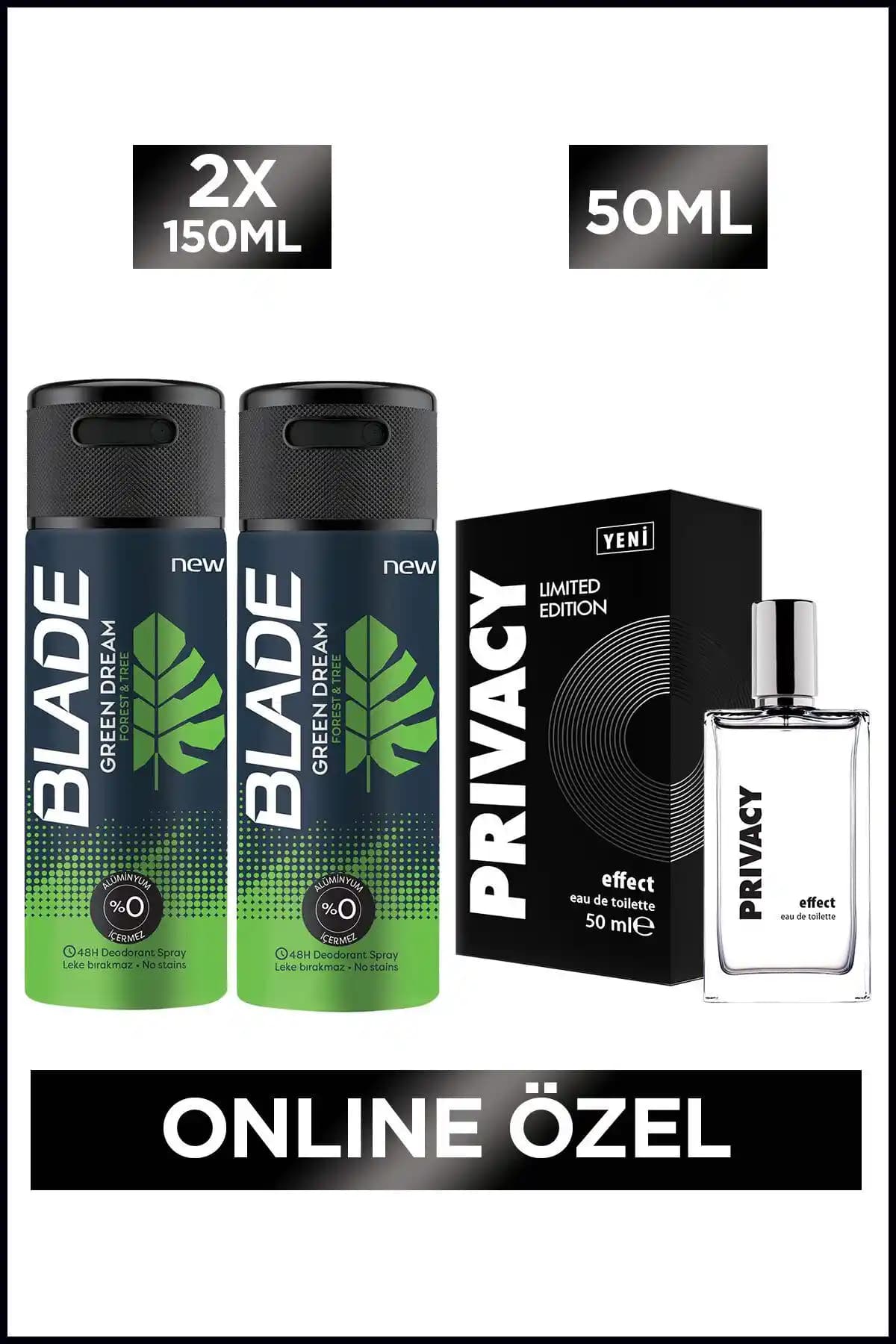 İdeal Günlük Kullanım İçin Privacy Effect EDT ve Blade Green Dream Deodorant