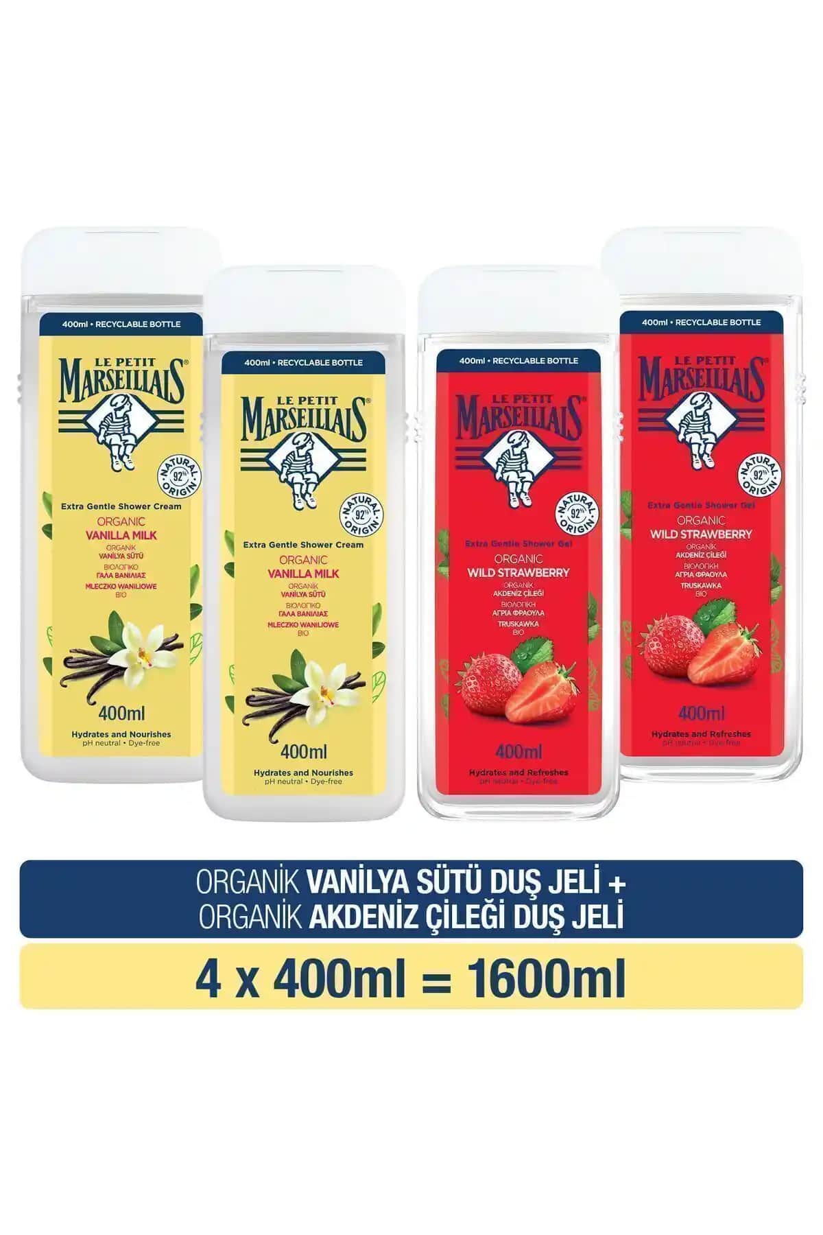 Le Petit Marseillais Vanilya Sütü ve Çilek ile Şeftali Duş Jeli Karşılaştırması