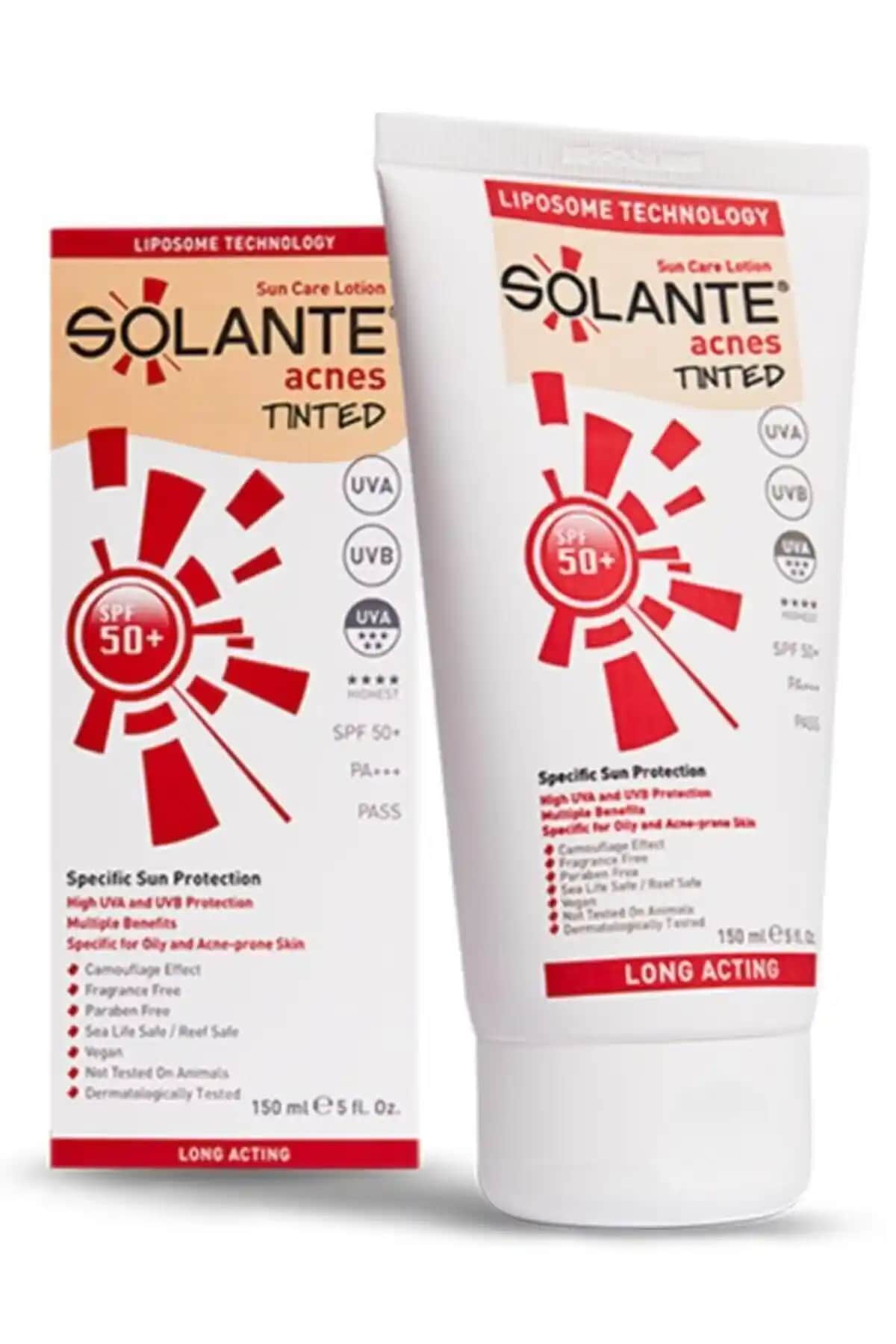 Solante Acnes ve Solante Tele-rubor Tinted SPF 50 Güneş Koruyucu Losyonların Karşılaştırması