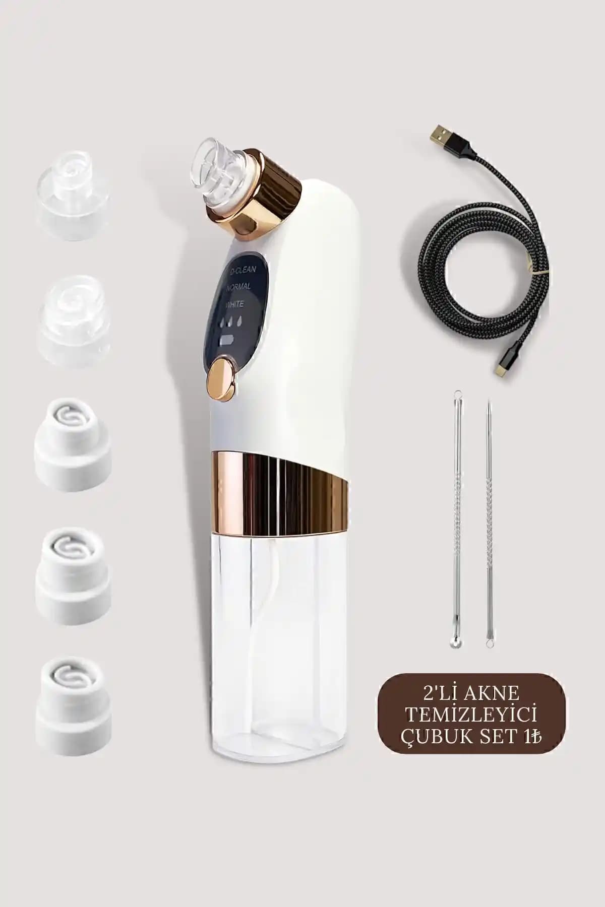 Adbeauty Su veya Temizleme Sıvısı Hazneli Şarjlı Vakumlu Siyah Nokta Temizleme Cihazı