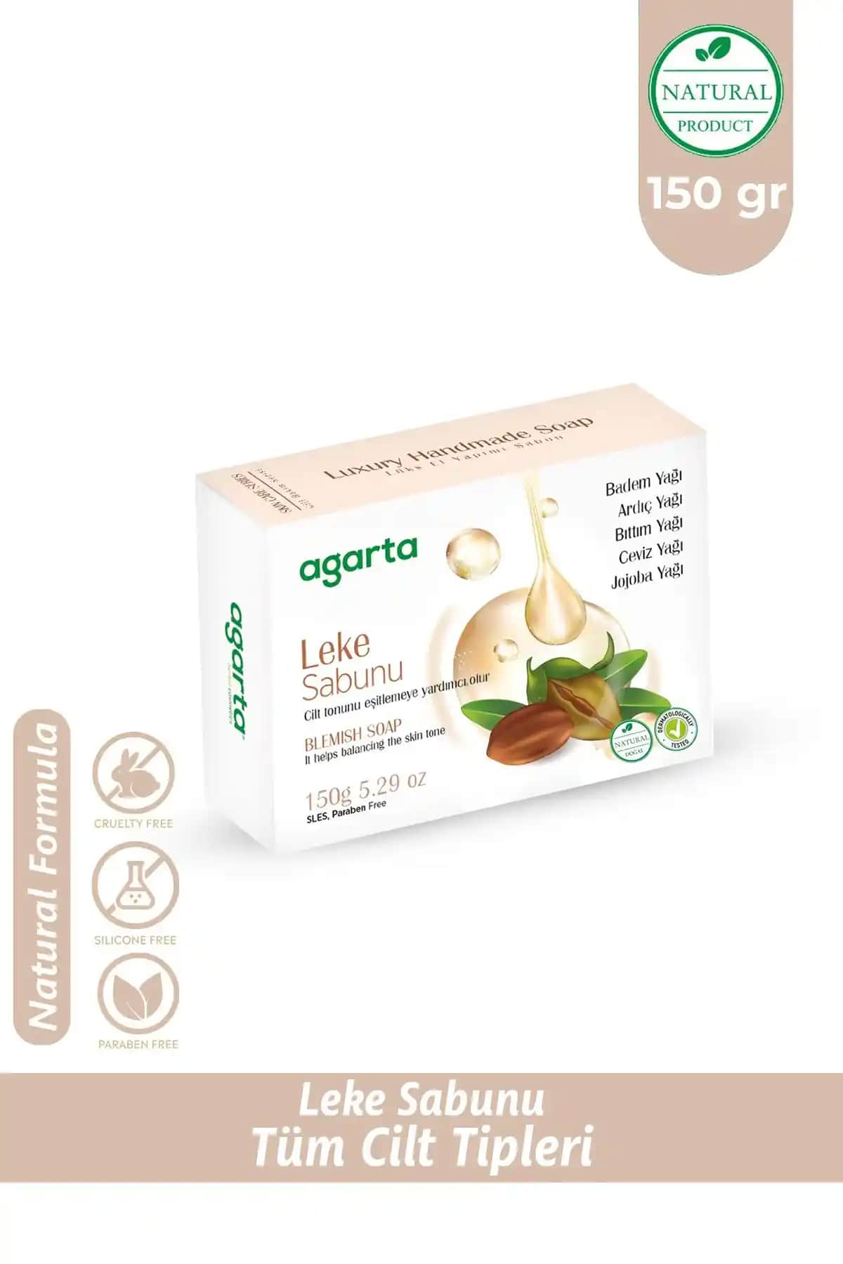 Agarta Lekeli Doğal Sabun Türkiye Menşeli Organik Cilt Temizleme ve Lekeleri Azaltıcı Ürün