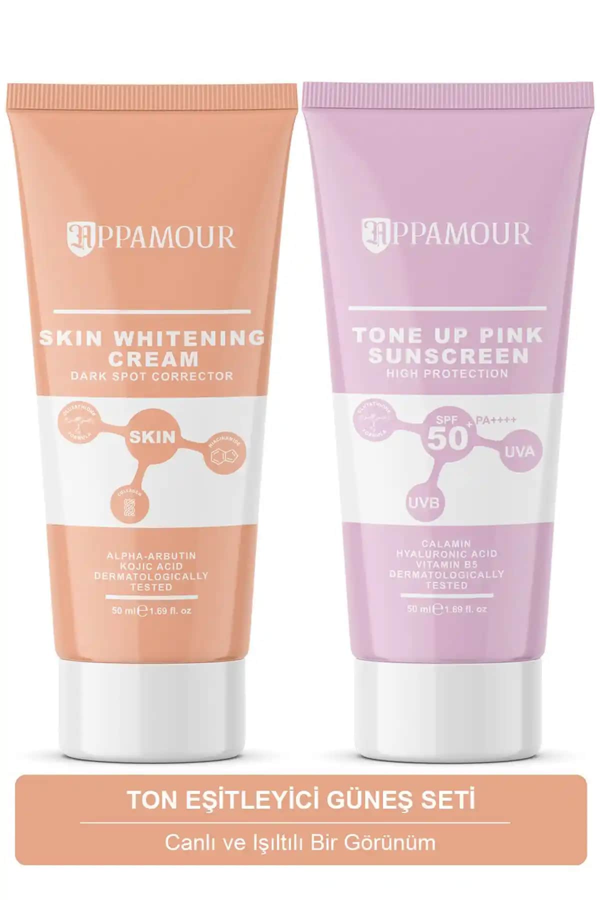 Appamour Güneş Koruyucu ve Cilt Beyazlatıcı Seti Doğal Parlaklık ve Koruma Sağlar