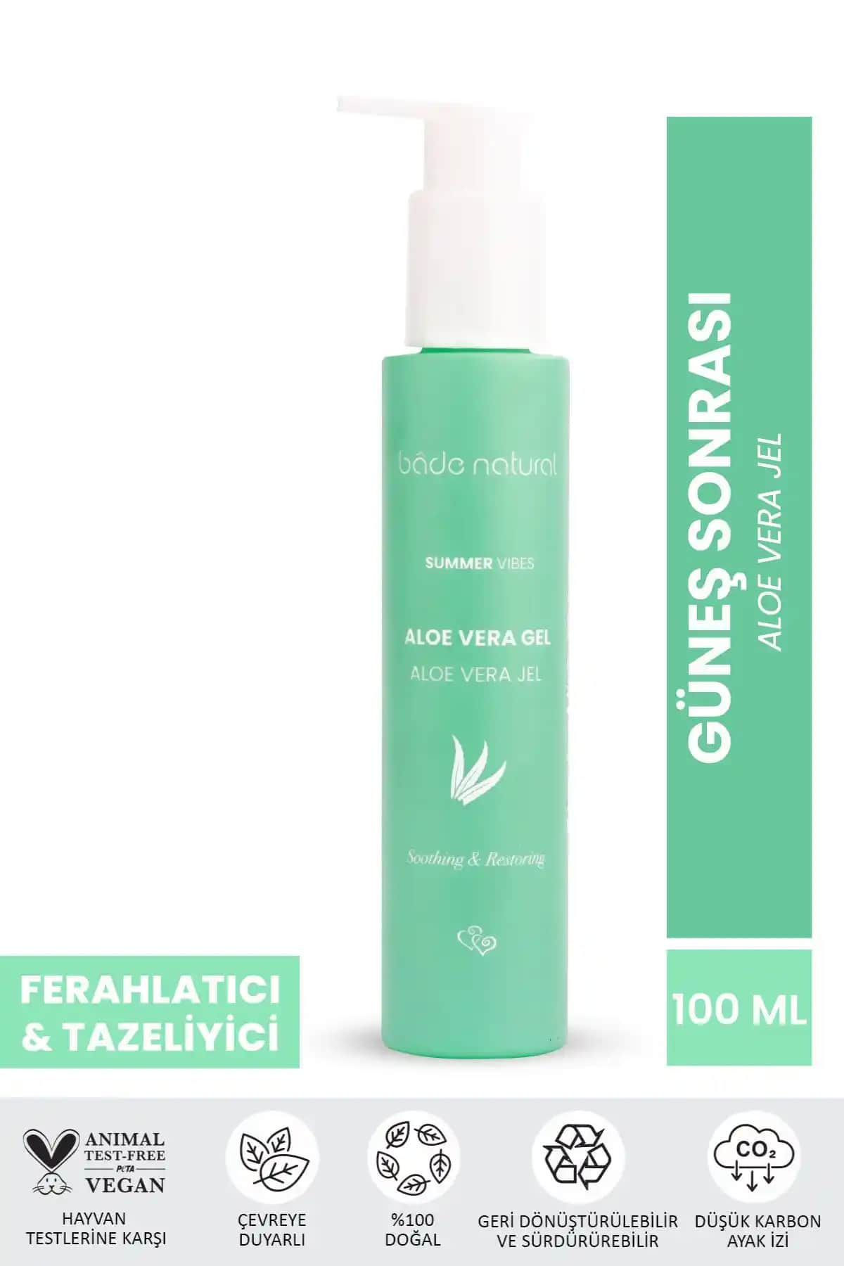 Bade Natural Aloe Vera Jel Güneş Sonrası Nemlendirici ve Rahatlatıcı Etkili Doğal Ürün