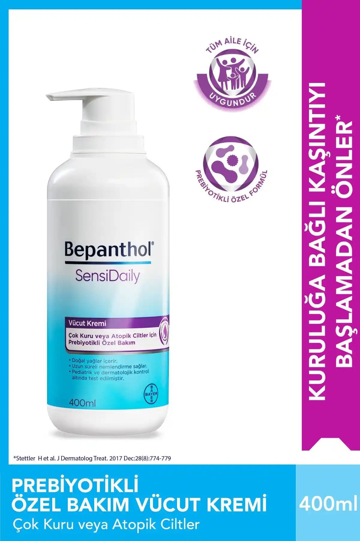 Bepanthol Sensidaily Pompalı Günlük Vücut Bakım Kremi Kuru ve Atopik Ciltler İçin Yoğun Nemlendirme