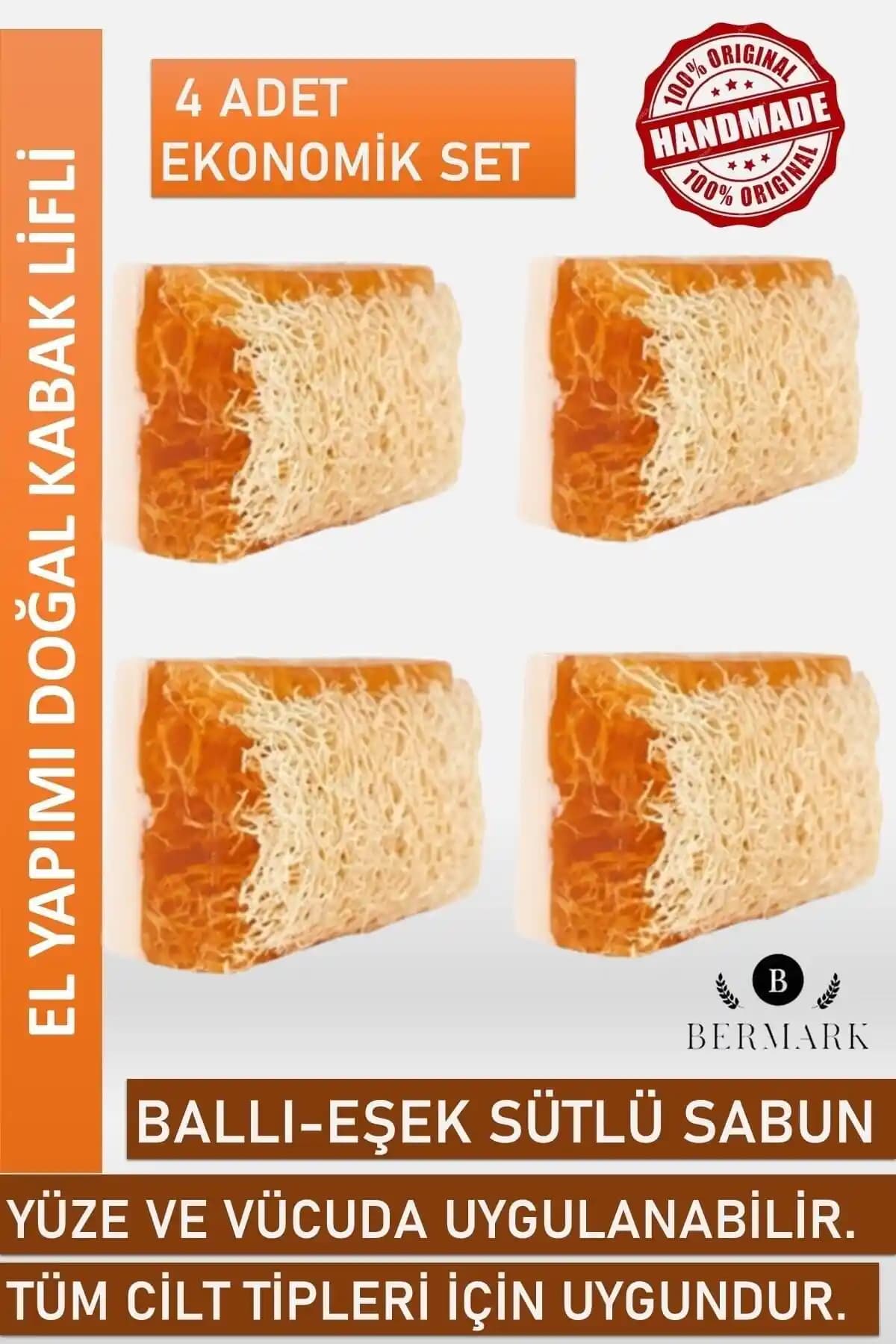 Bermark El Yapımı Doğal Kabak Lifli Eşek Sütü Ballı Sabun ile Doğal Cilt Bakımı