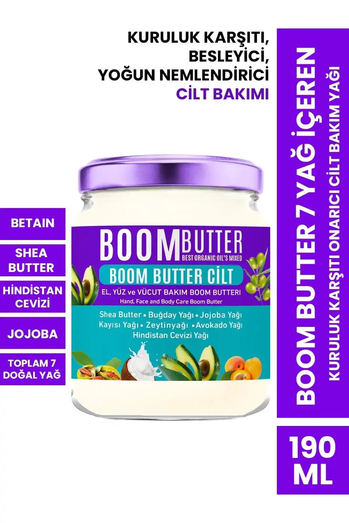 BOOM BUTTER 7 Yağ İçeren Kuruluk Karşıtı Onarıcı Cilt Bakım Yağı Türkiye Menşei