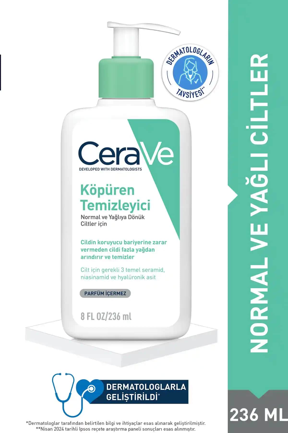 CeraVe Köpüren Temizleyici 236ml: Yağlı ve Karma Ciltler İçin Derinlemesine Temizlik Ürünü