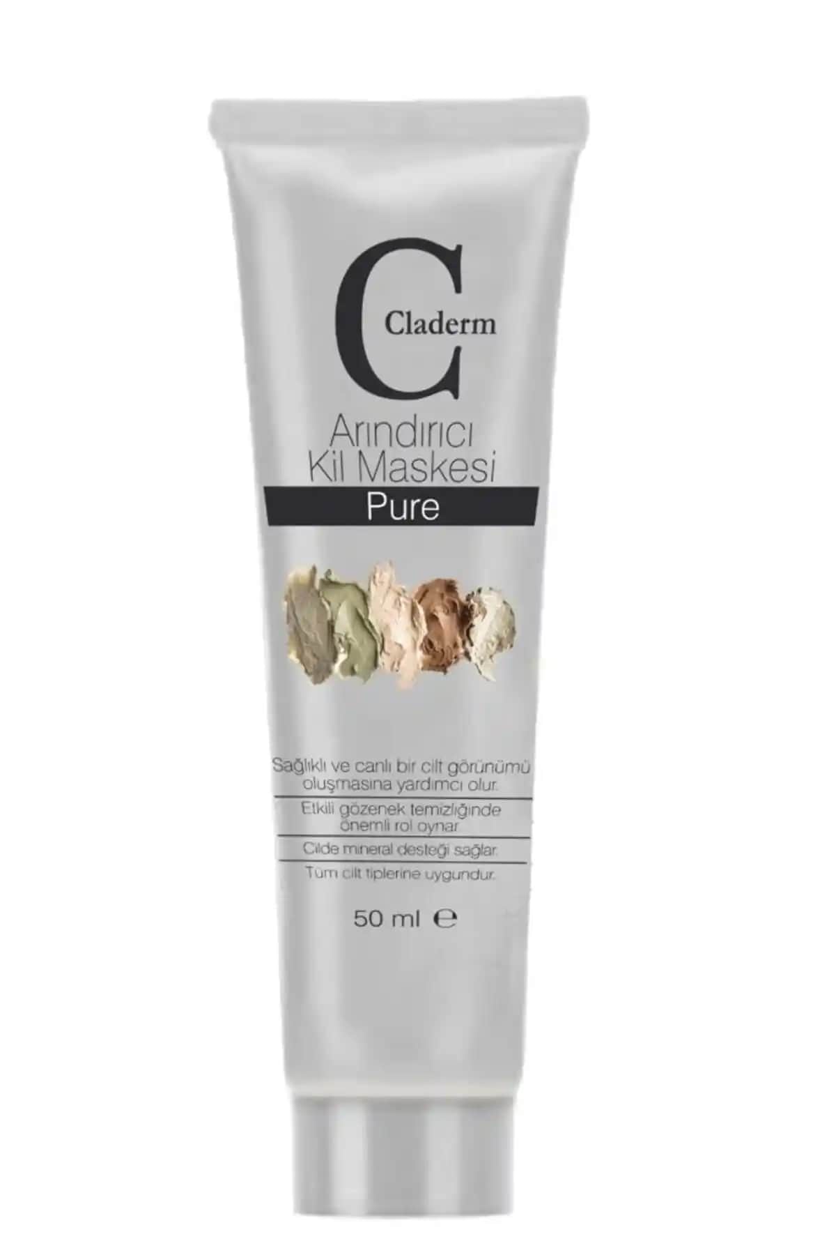 Claderm 50 ml Kil Maskesi Doğal Arındırıcı ve Parlaklık Sağlayan Cilt Bakım Ürünü