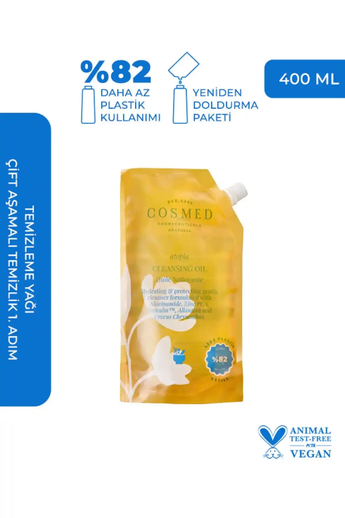 COSMED Cleansing Oil Refill: Hassas ve kuru ciltler için etkili temizlik ve onarım sağlayan vegan ürün