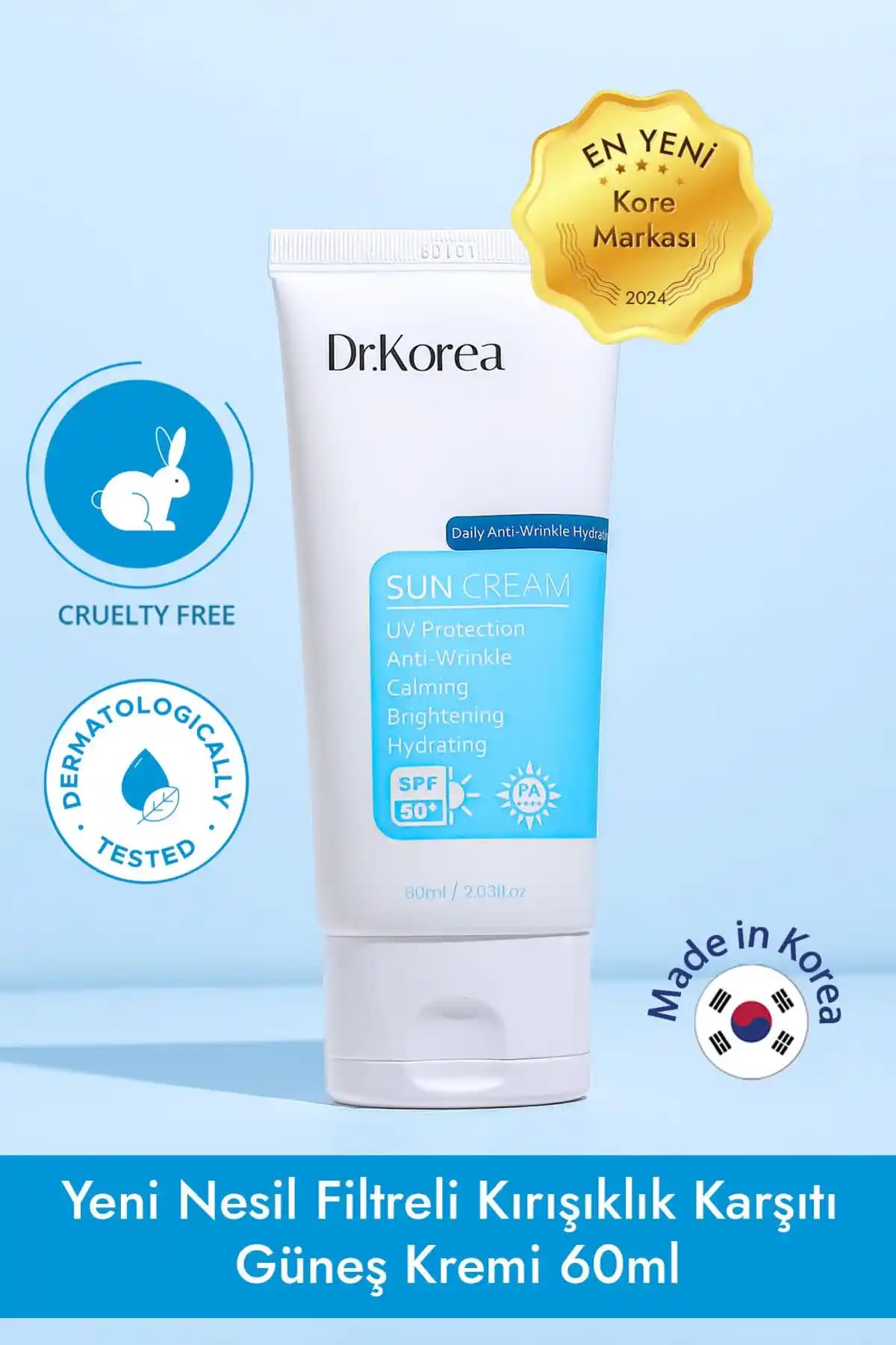 Dr.Korea Günlük Anti-Wrinkle Nemlendirici Güneş Kremi SPF 50+ ile Güçlü Koruma ve Bakım