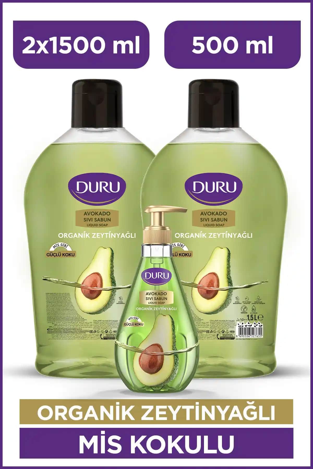 Duru Organik Zeytinyağlı Sıvı Sabun 1,5 L - Doğal İçeriklerle Cilt Dostu Temizlik