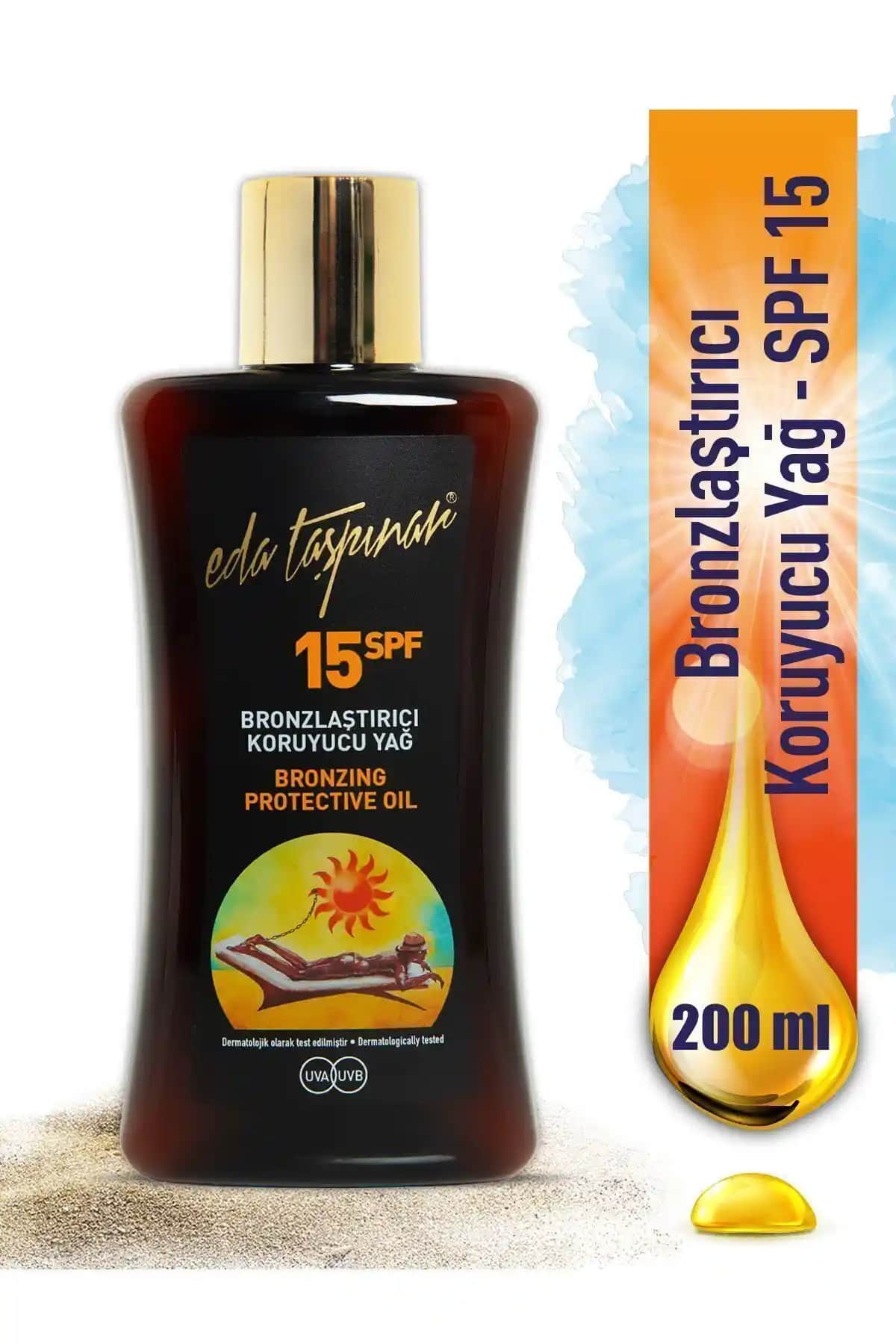 Eda Taşpınar Bronzer ve Koruyucu Yağ SPF 15 ile Güvenli Güneşlenme ve Parlak Bronzluk