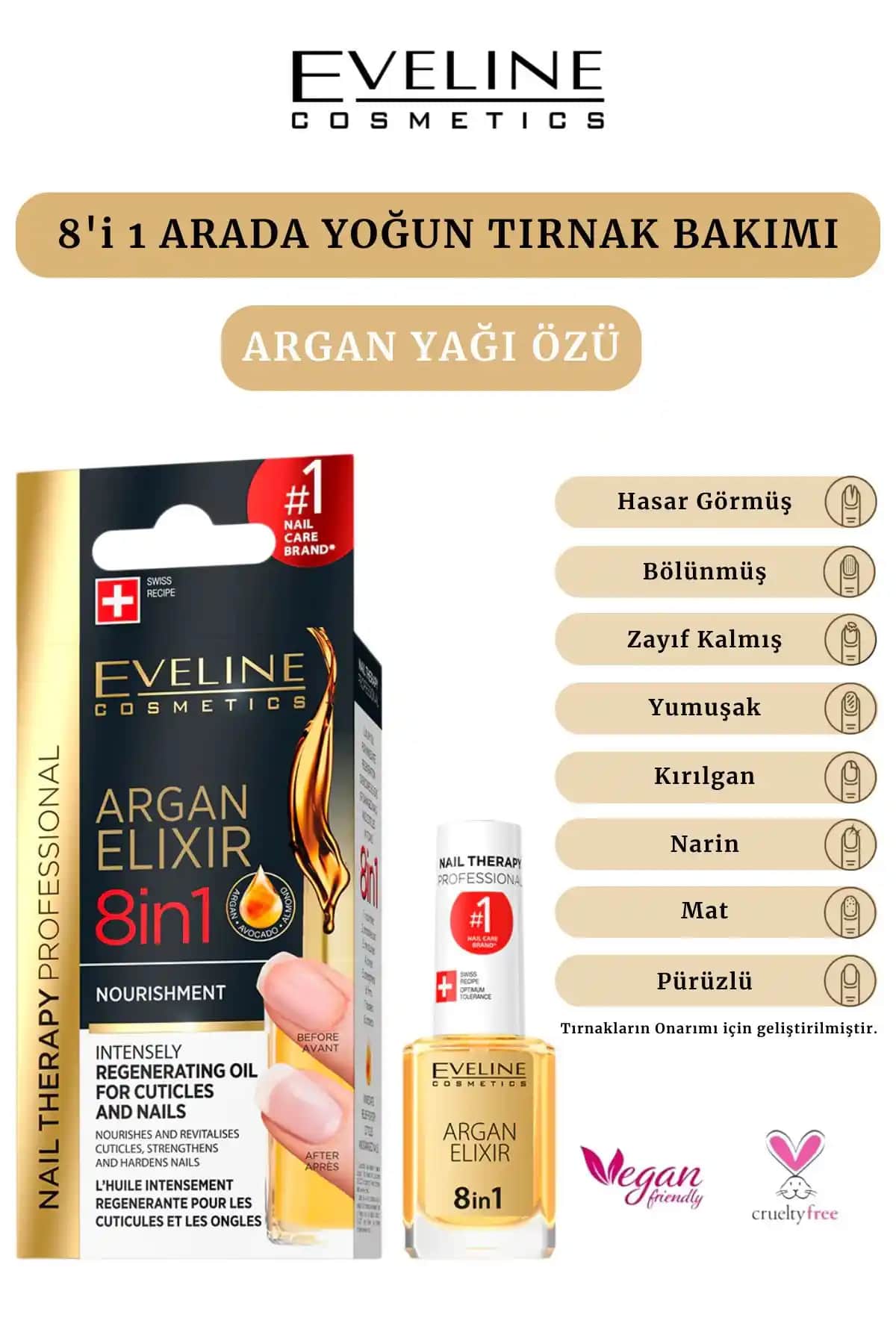 Eveline 8 In 1 Argan Elixir: Doğal İçeriklerle Güçlendirilmiş Tırnak Bakım Çözümü