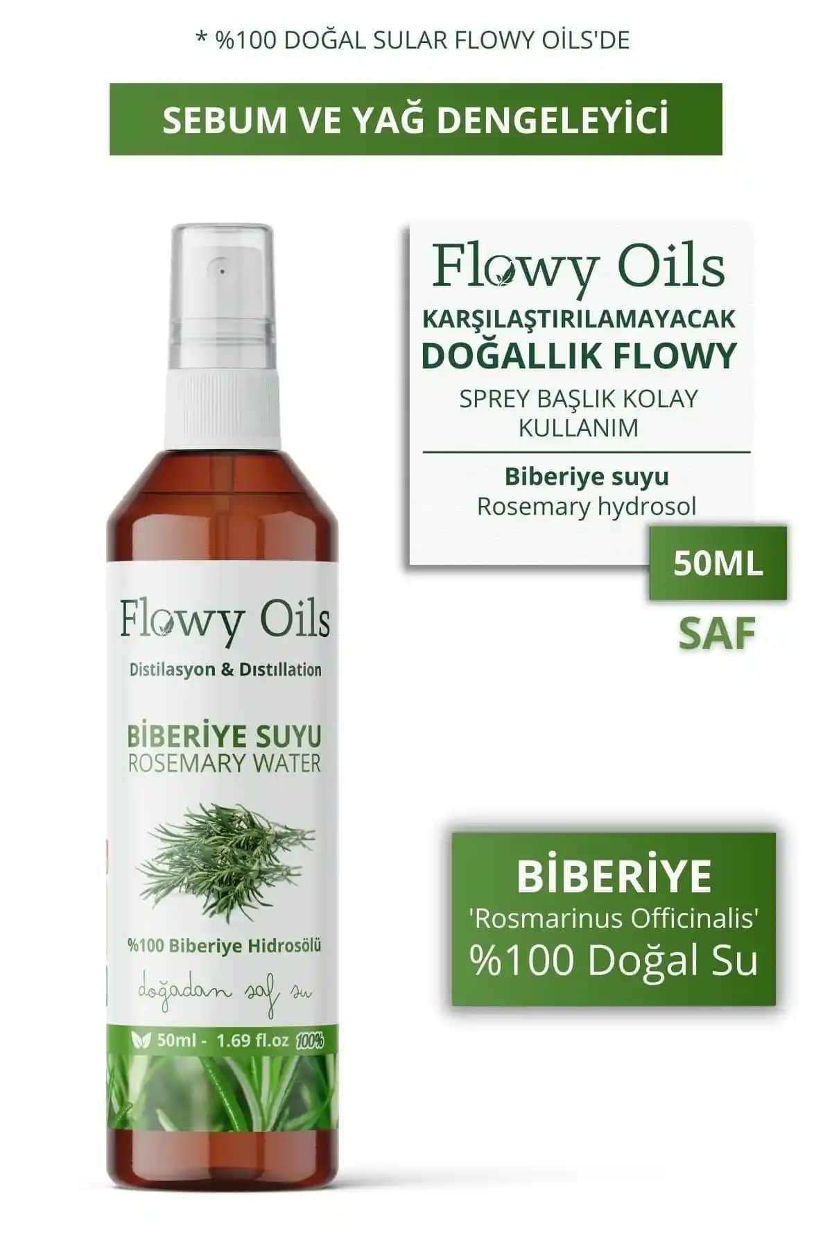 Flowy Oils Biberiye Suyu Saç ve Cilt Sağlığını Destekleyen Doğal Çözüm