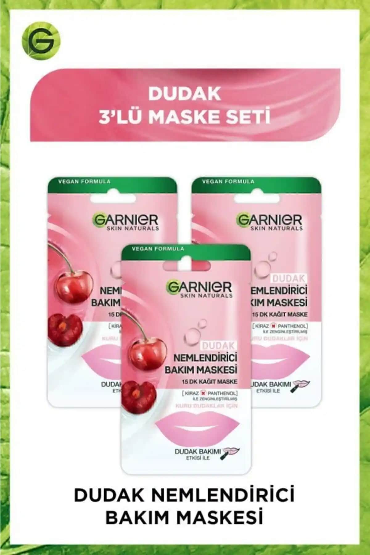 Garnier Dudak Nemlendirici Bakım Maskesi 3'lü Set ile Dudaklarınızda Yoğun Nem ve Yumuşaklık